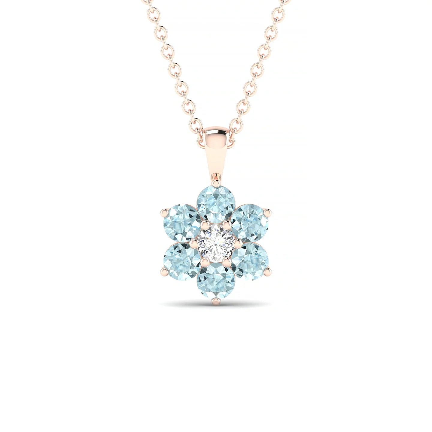 Bloom | 18k Rose Gold 3 mm Round Aquamarine Pendant