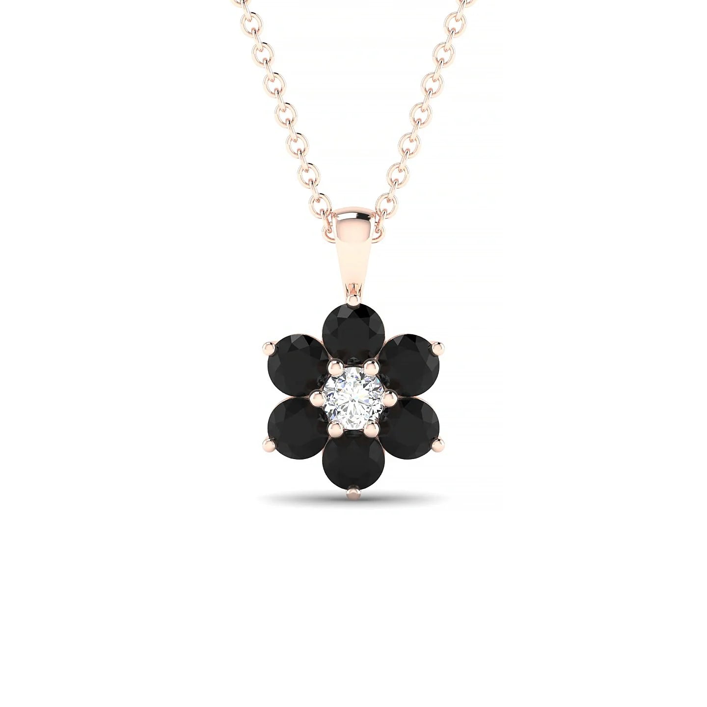 Bloom | 18k Rose Gold 3 mm Round Black Diamond Pendant