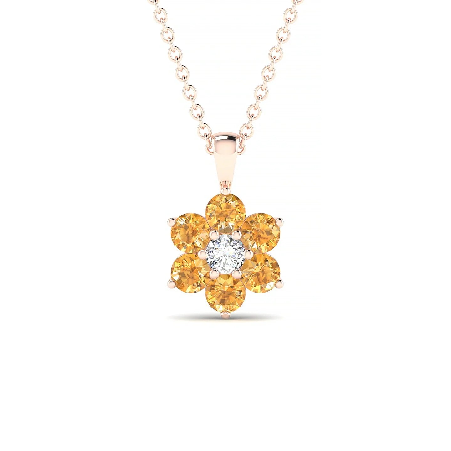 Bloom | 18k Rose Gold 3 mm Round Citrine Pendant