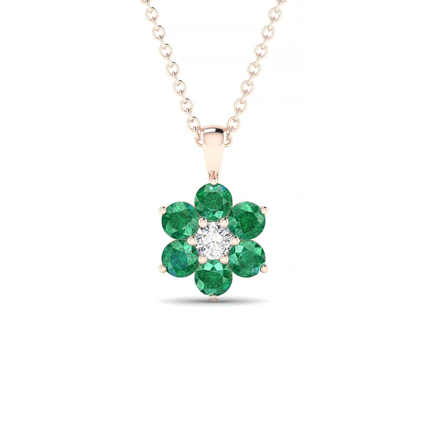 Bloom | 18k Rose Gold 3 mm Round Emerald Pendant