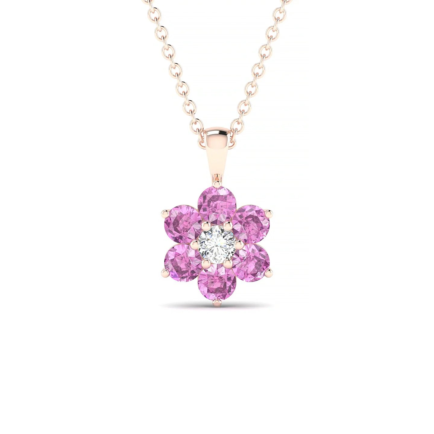 Bloom | 18k Rose Gold 3 mm Round Pink Sapphire Pendant