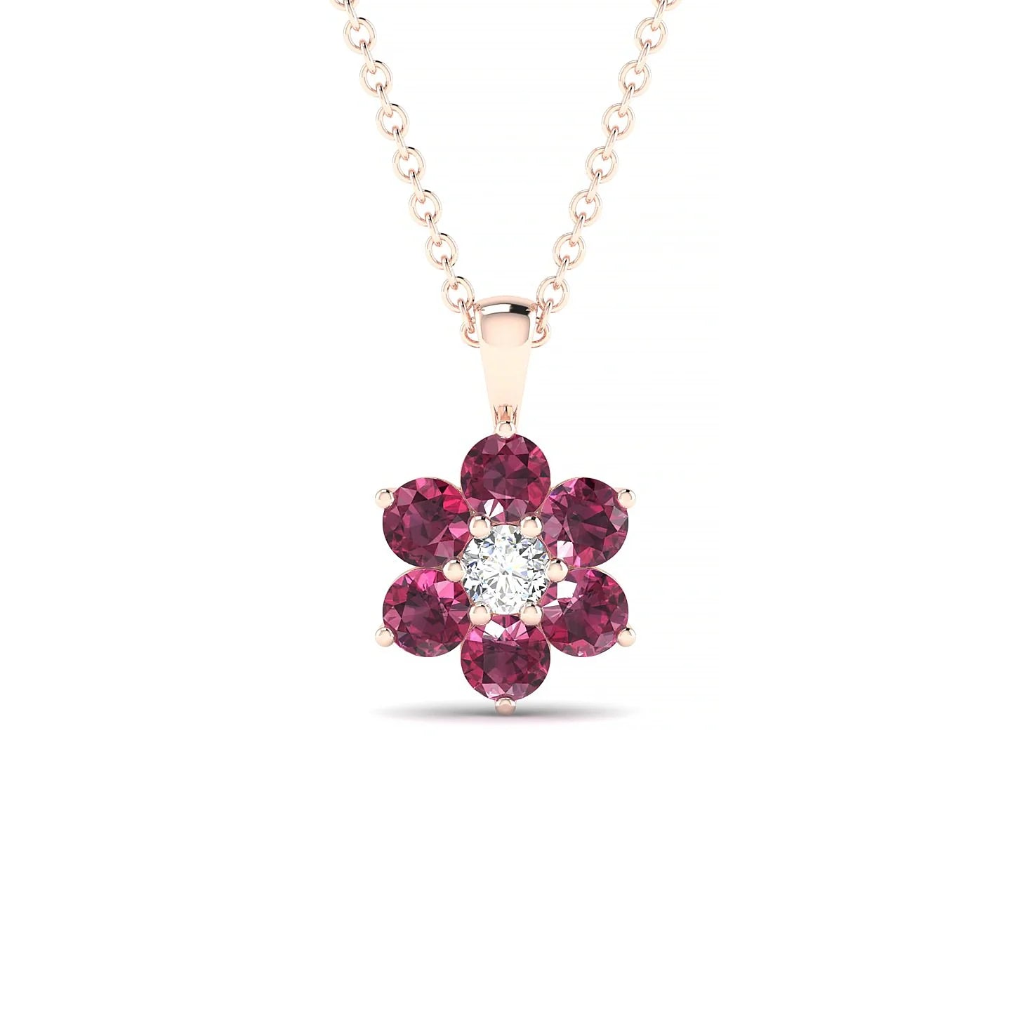 Bloom | 18k Rose Gold 3 mm Round Rhodolite Pendant