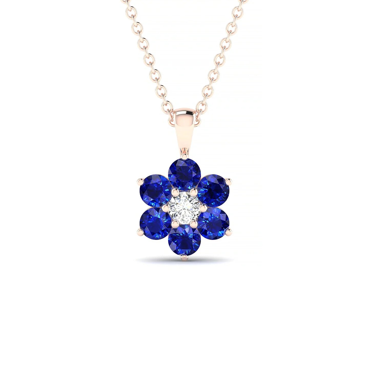 Bloom | 18k Rose Gold 3 mm Round Sapphire Pendant