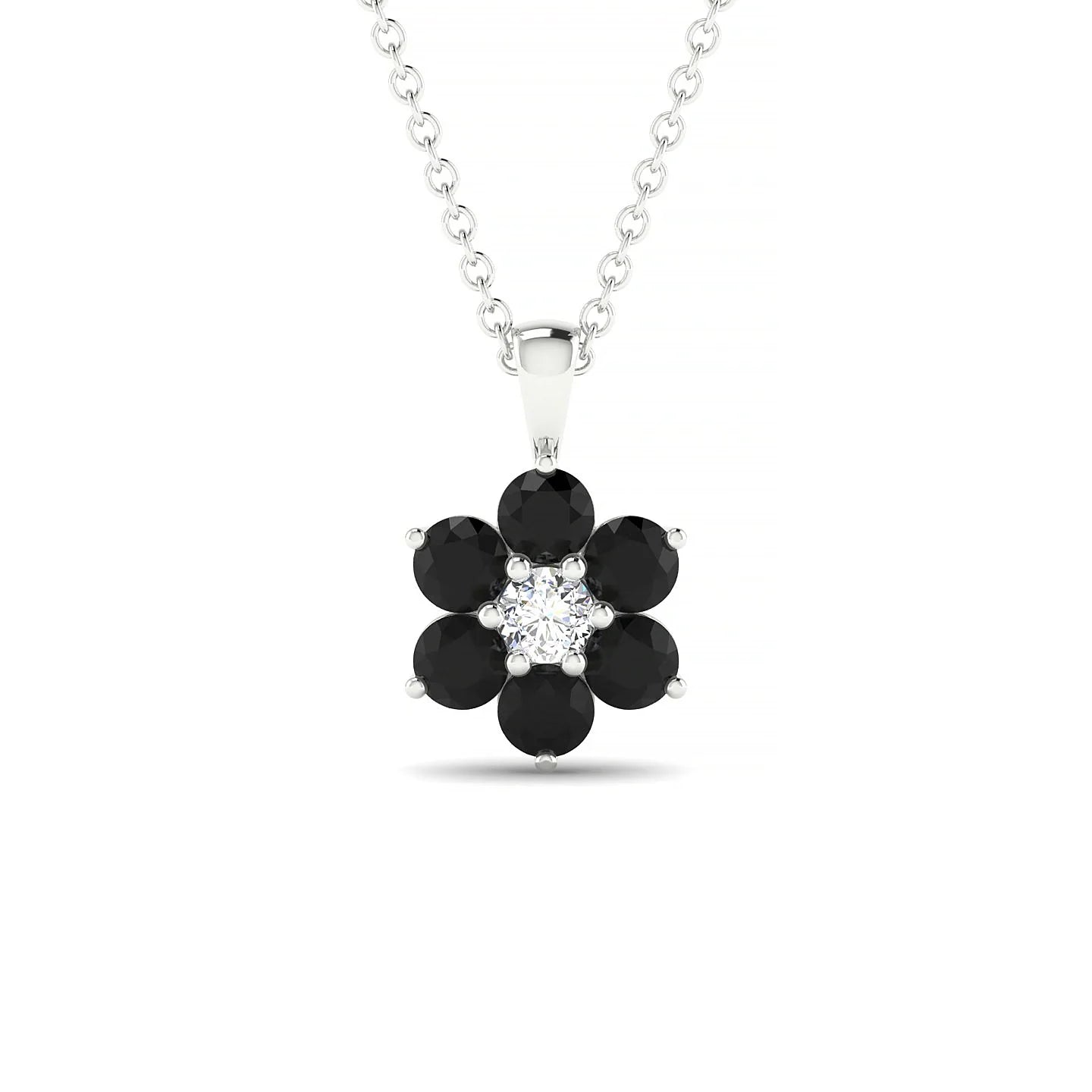 Bloom | 18k White Gold 3 mm Round Black Diamond Pendant