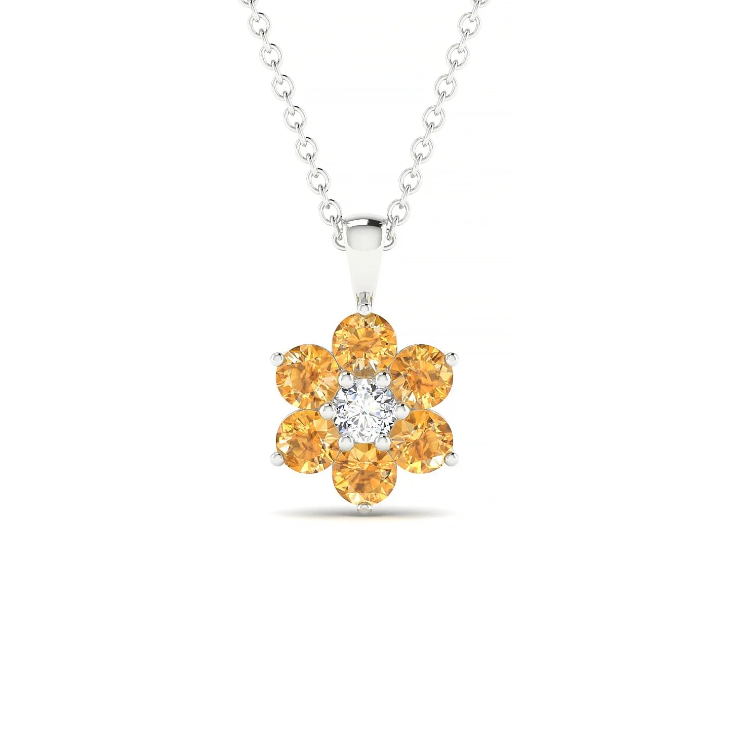 Bloom | 18k White Gold 3 mm Round Citrine Pendant