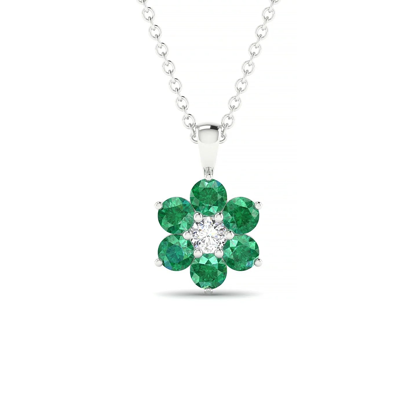 Bloom | 18k White Gold 3 mm Round Emerald Pendant
