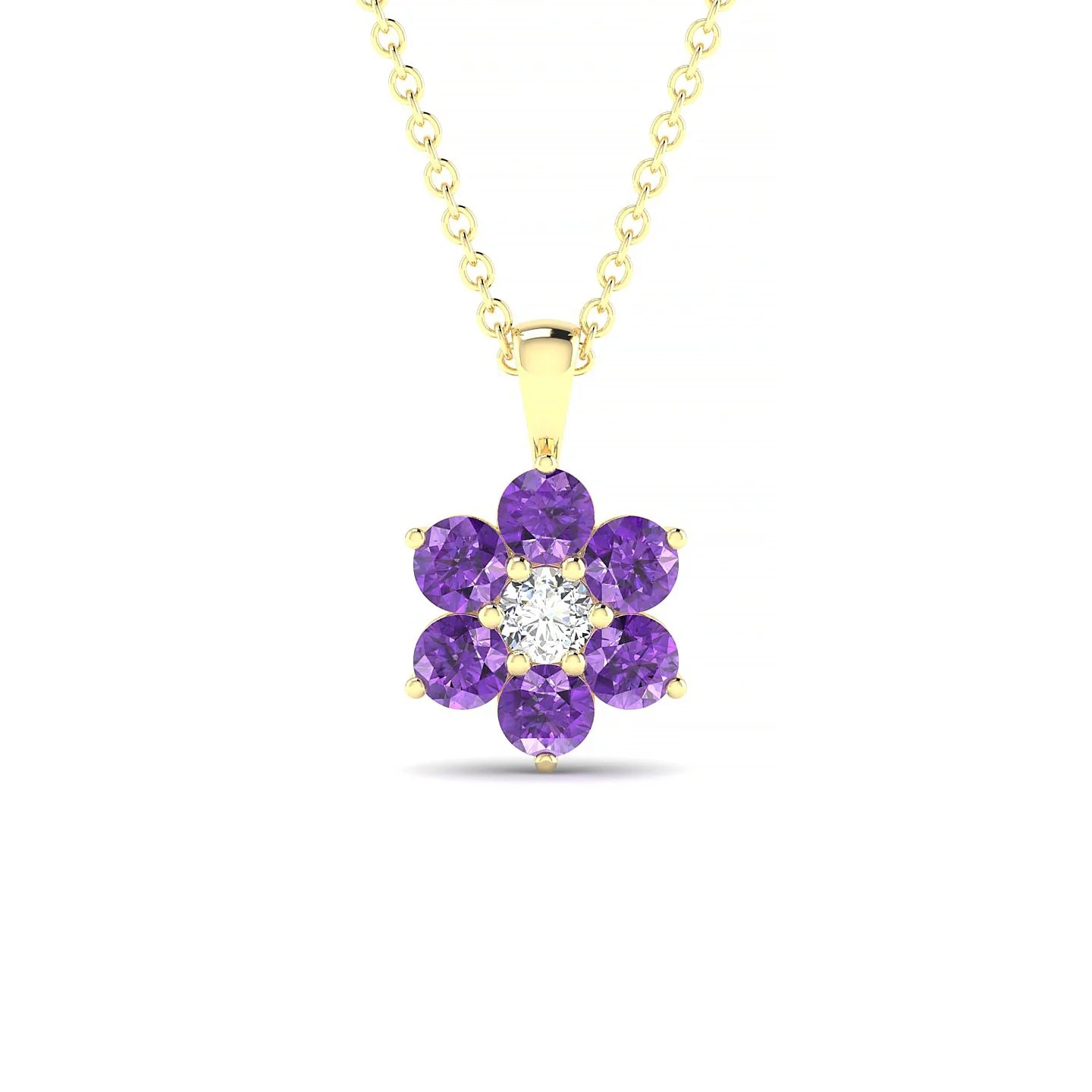 Bloom | 18k Yellow Gold 3 mm Round Amethyst Pendant
