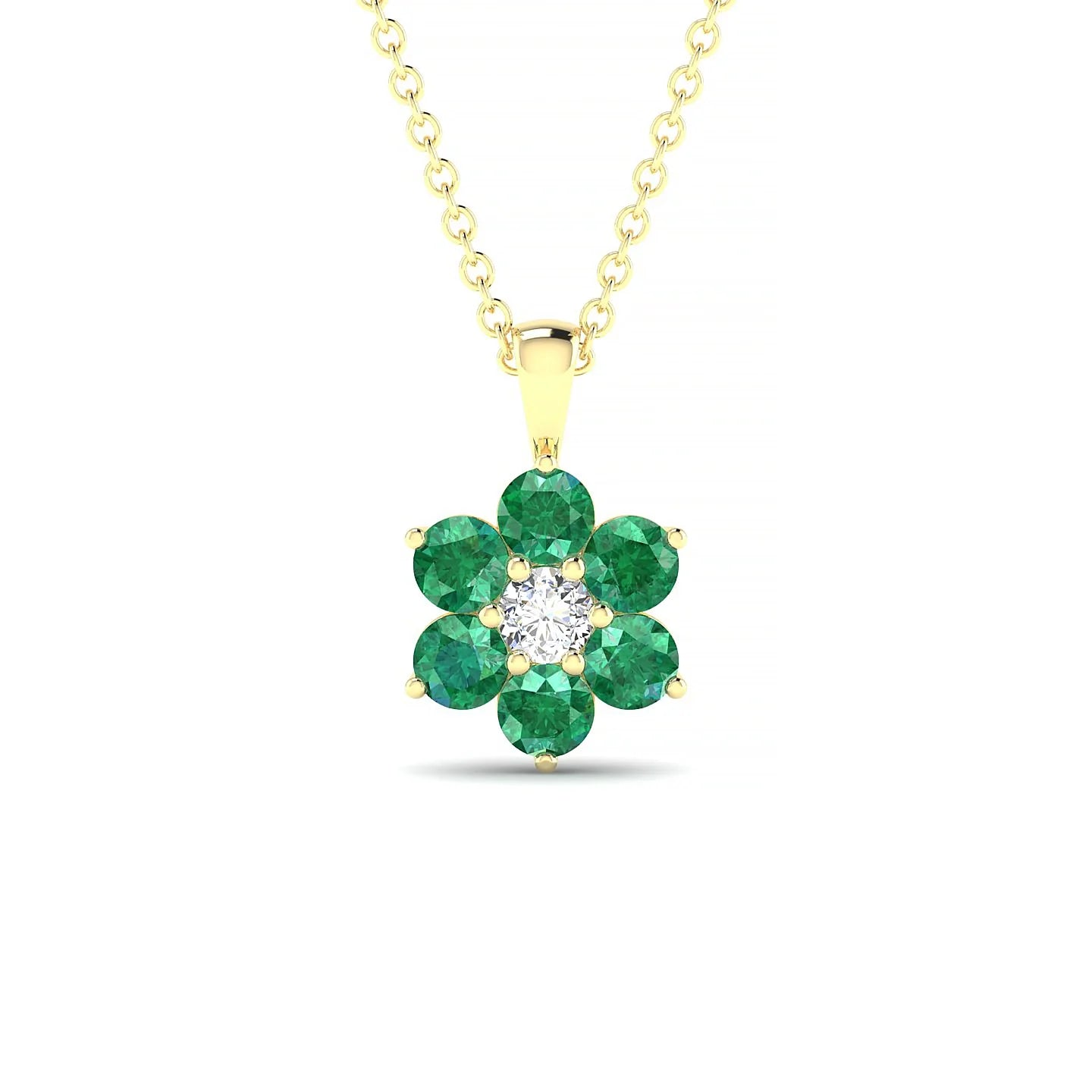 Bloom | 18k Yellow Gold 3 mm Round Emerald Pendant