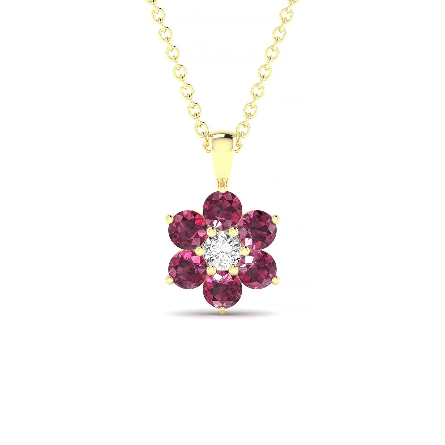 Bloom | 18k Yellow Gold 3 mm Round Rhodolite Pendant