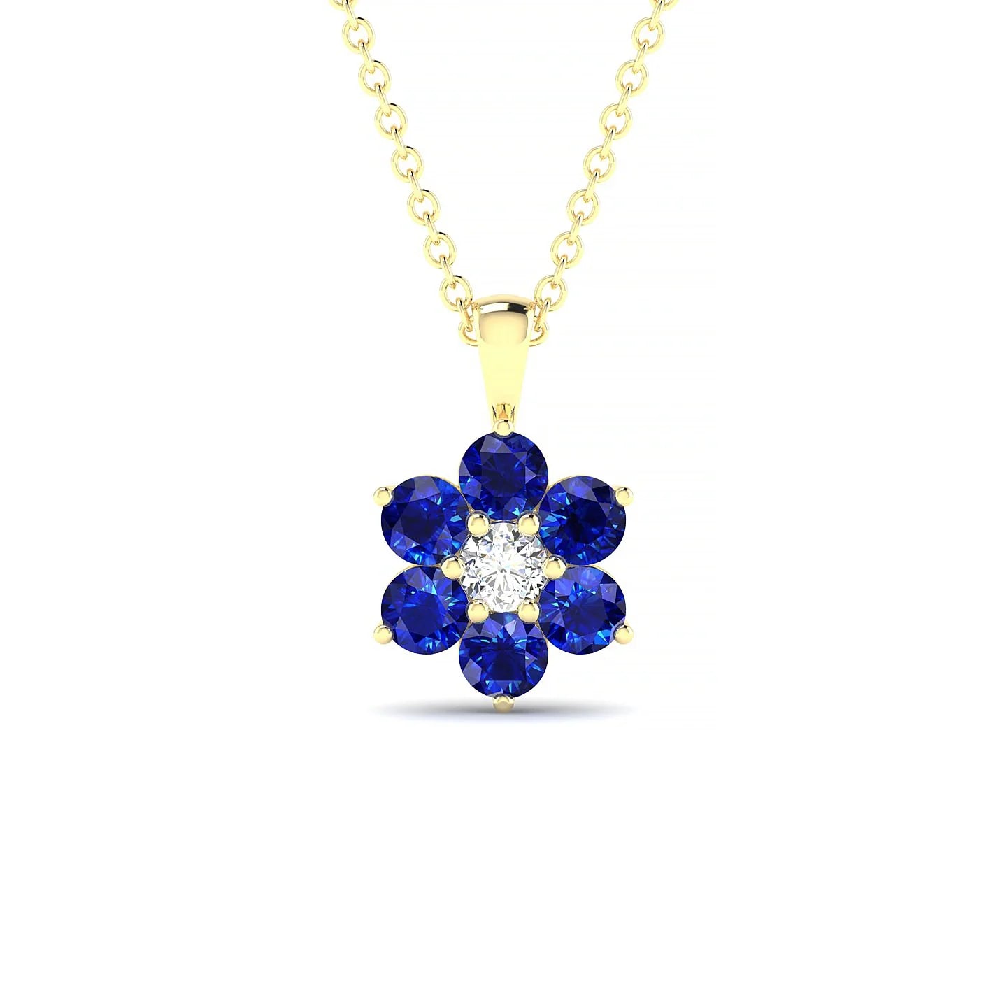 Bloom | 18k Yellow Gold 3 mm Round Sapphire Pendant