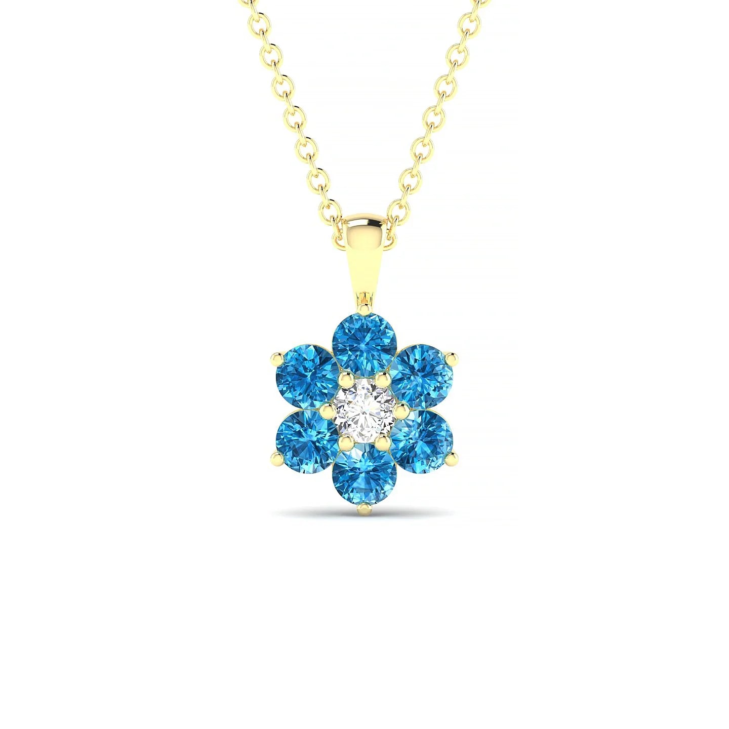 Bloom | 18k Yellow Gold 3 mm Round Topaz Pendant
