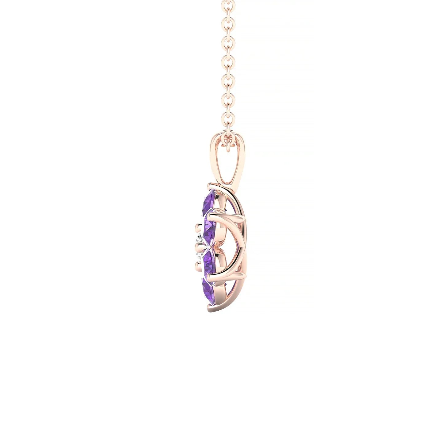 Bloom | 18k Rose Gold 3 mm Round Amethyst Pendant