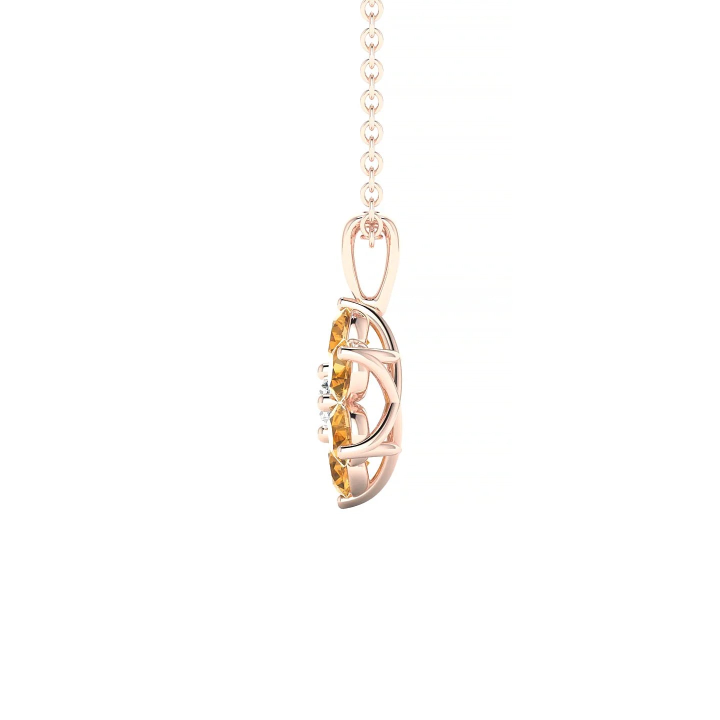 Bloom | 18k Rose Gold 3 mm Round Citrine Pendant