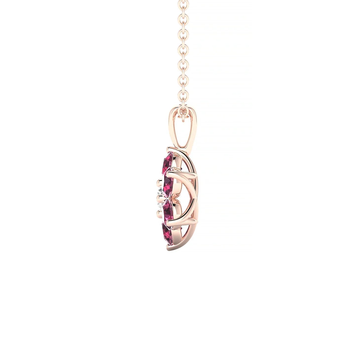 Bloom | 18k Rose Gold 3 mm Round Rhodolite Pendant