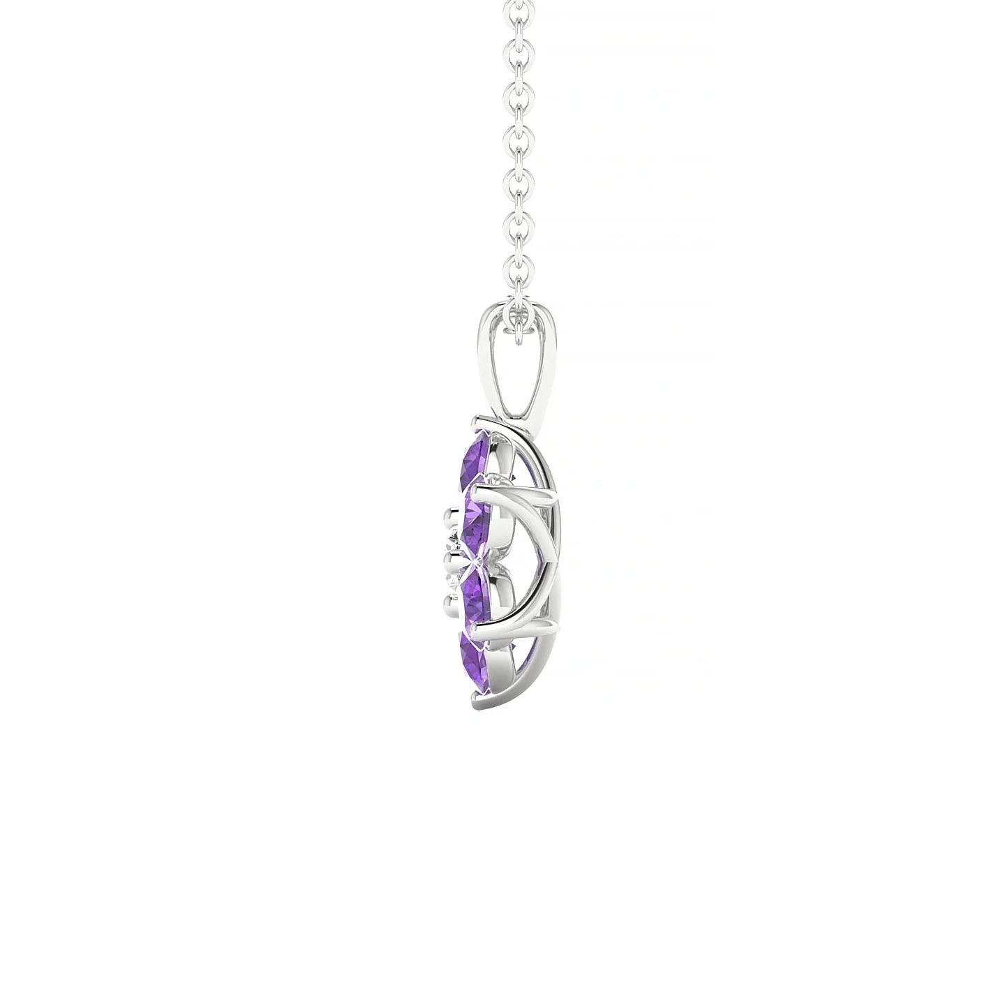 Bloom | 18k White Gold 3 mm Round Amethyst Pendant