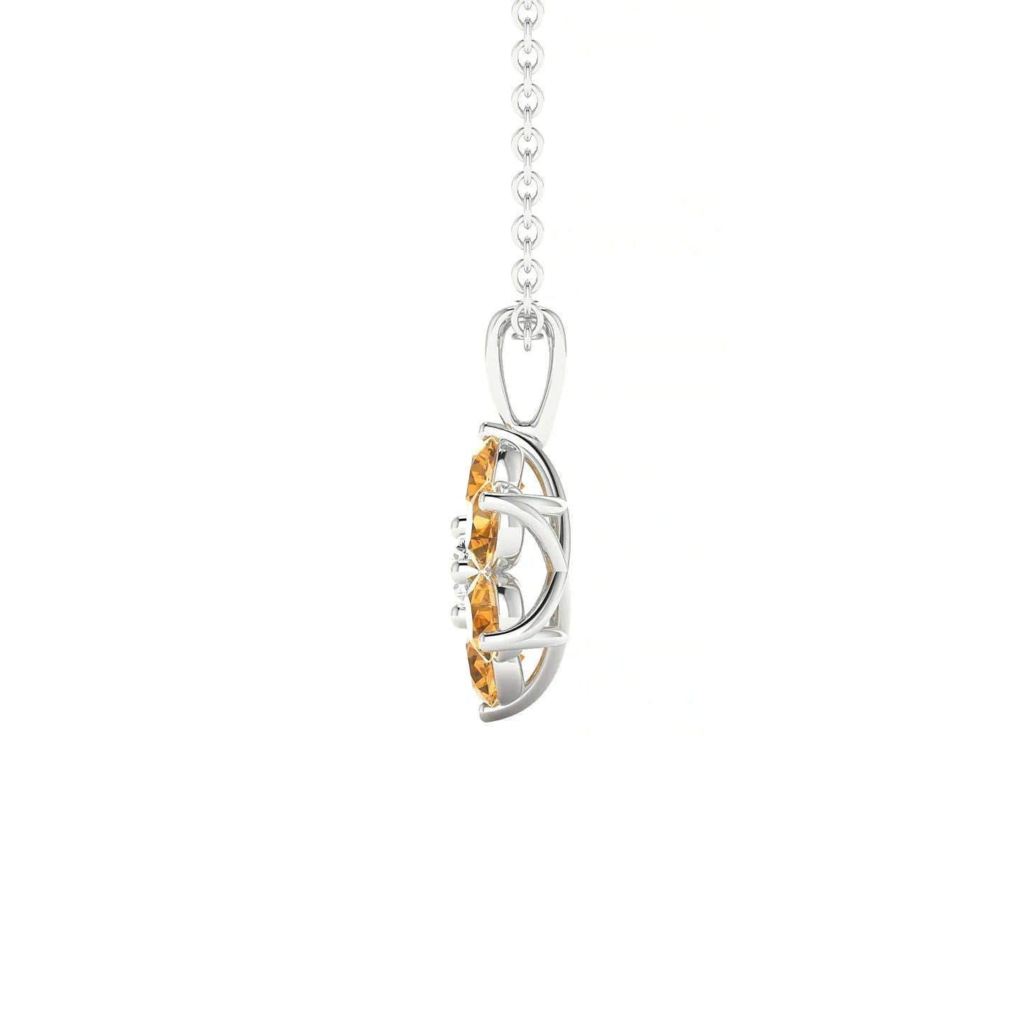 Bloom | 18k White Gold 3 mm Round Citrine Pendant