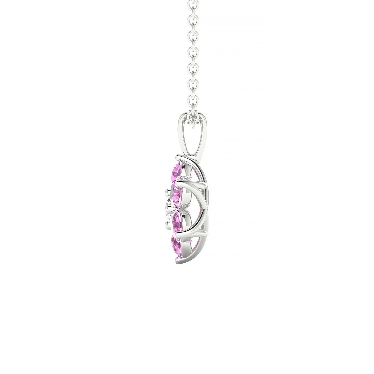 Bloom | 18k White Gold 3 mm Round Pink Sapphire Pendant