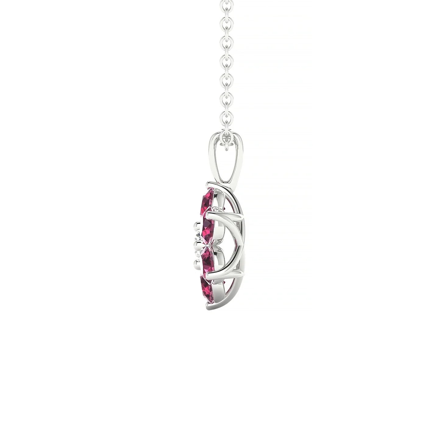 Bloom | 18k White Gold 3 mm Round Rhodolite Pendant