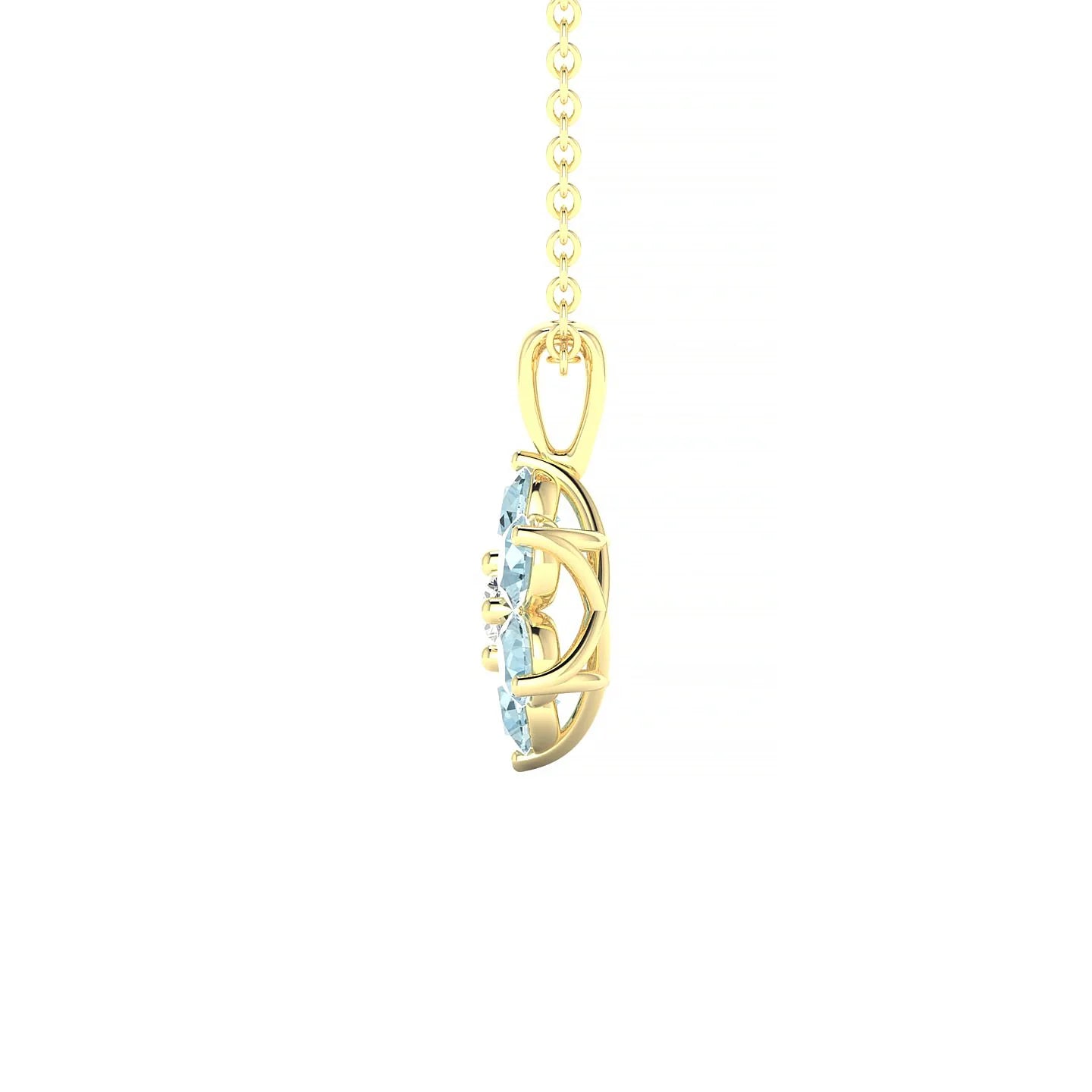 Bloom | 18k Yellow Gold 3 mm Round Aquamarine Pendant