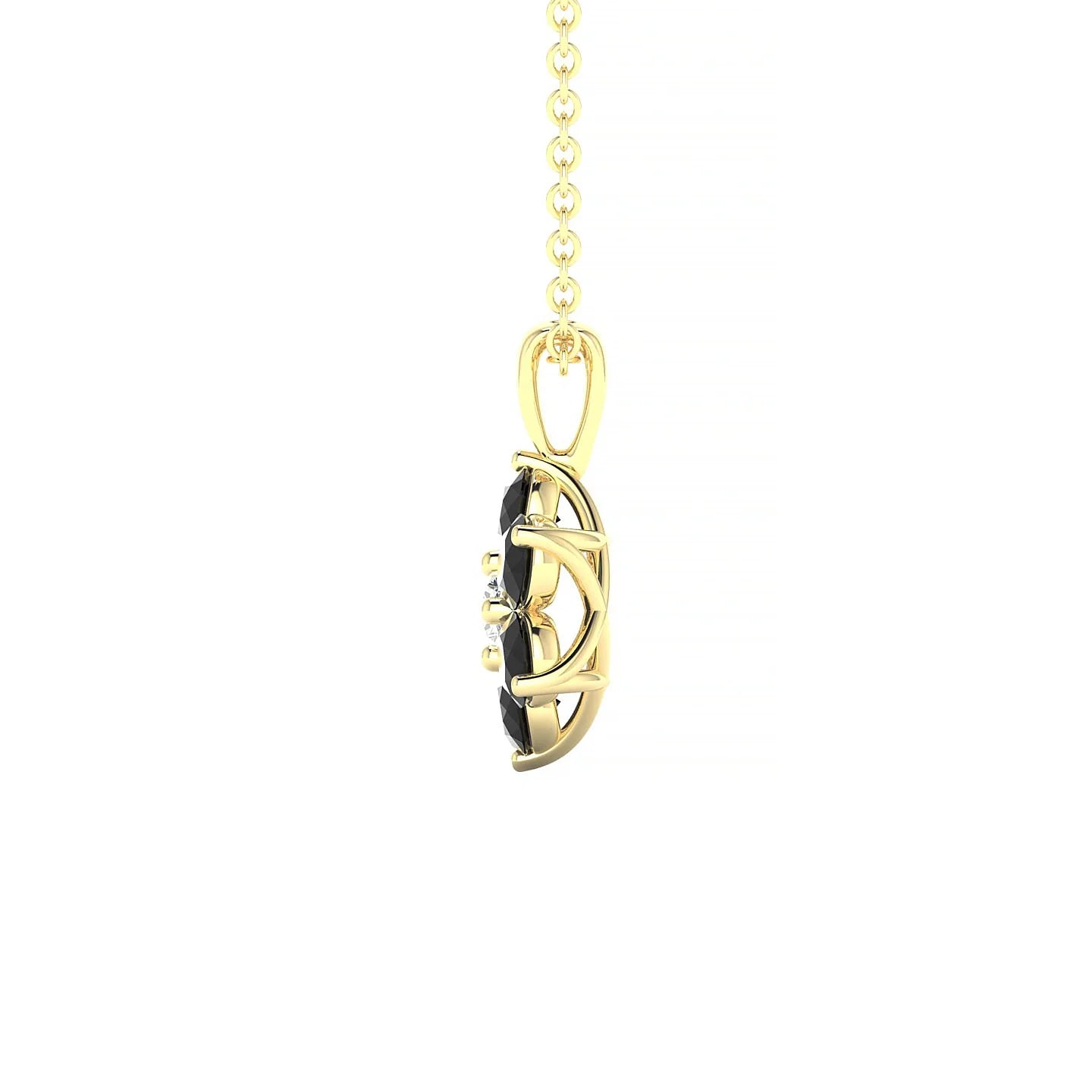 Bloom | 18k Yellow Gold 3 mm Round Black Diamond Pendant