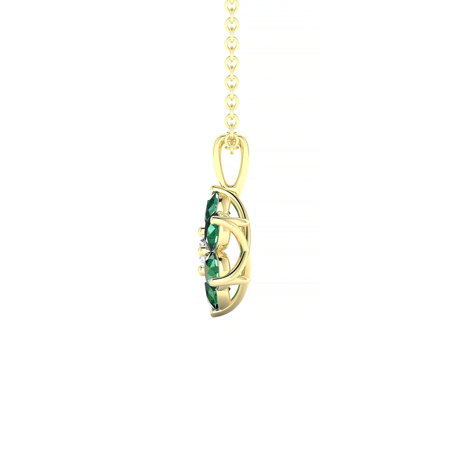 Bloom | 18k Yellow Gold 3 mm Round Emerald Pendant
