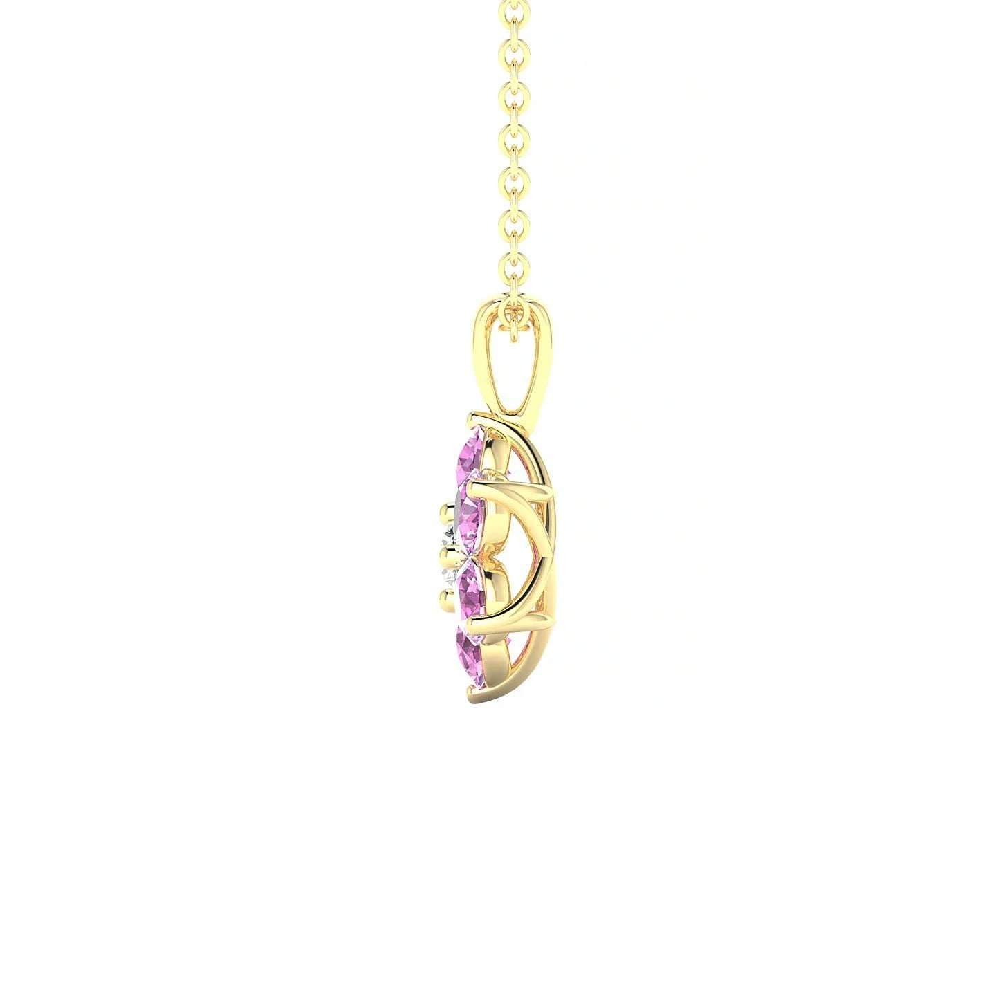 Bloom | 18k Yellow Gold 3 mm Round Pink Sapphire Pendant