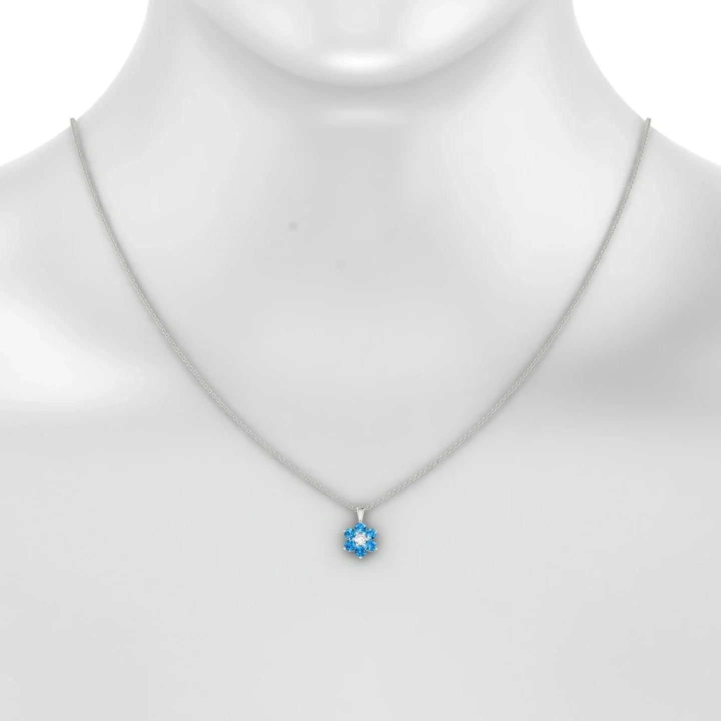 Bloom | 18k White Gold 3 mm Round Topaz Pendant