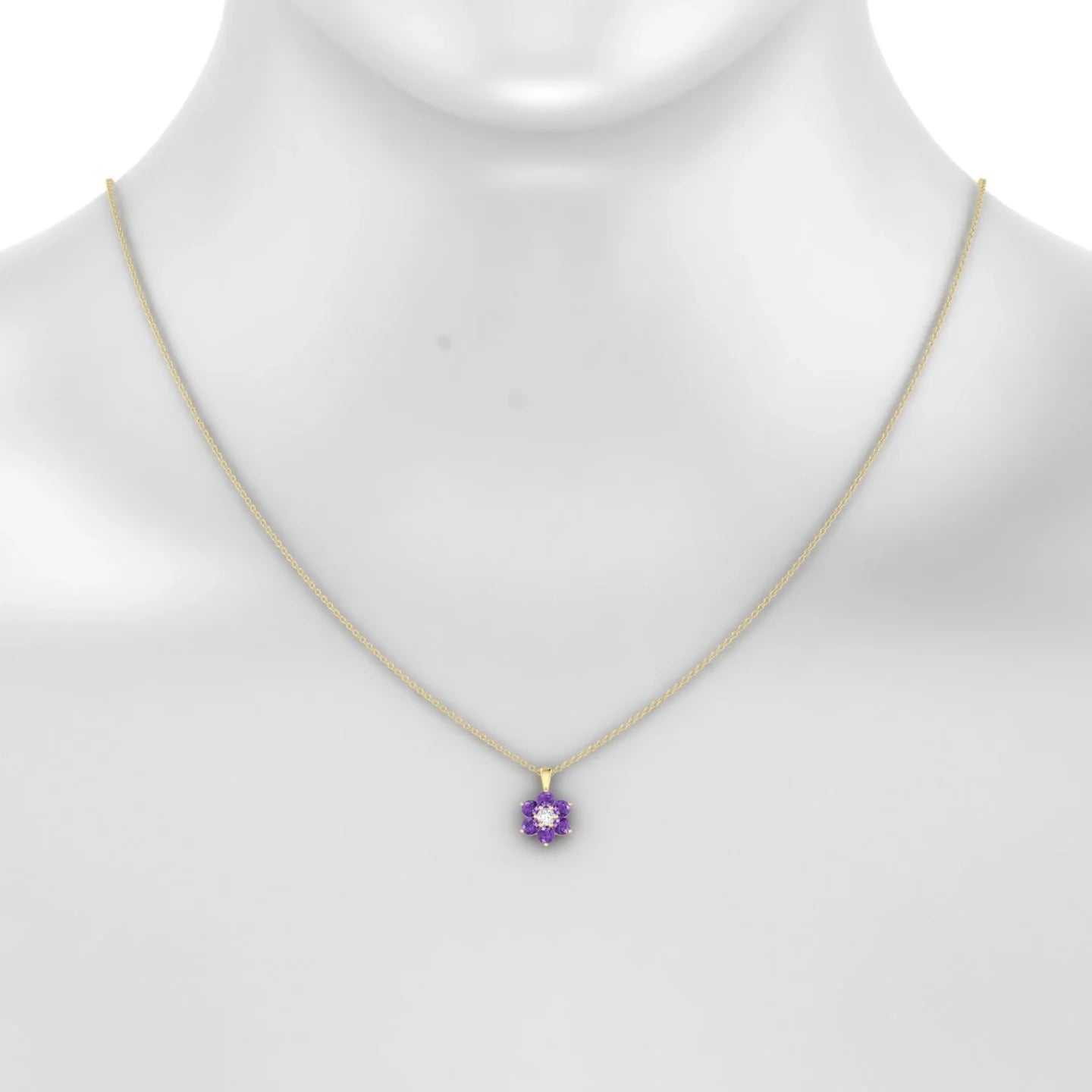 Bloom | 18k Yellow Gold 3 mm Round Amethyst Pendant