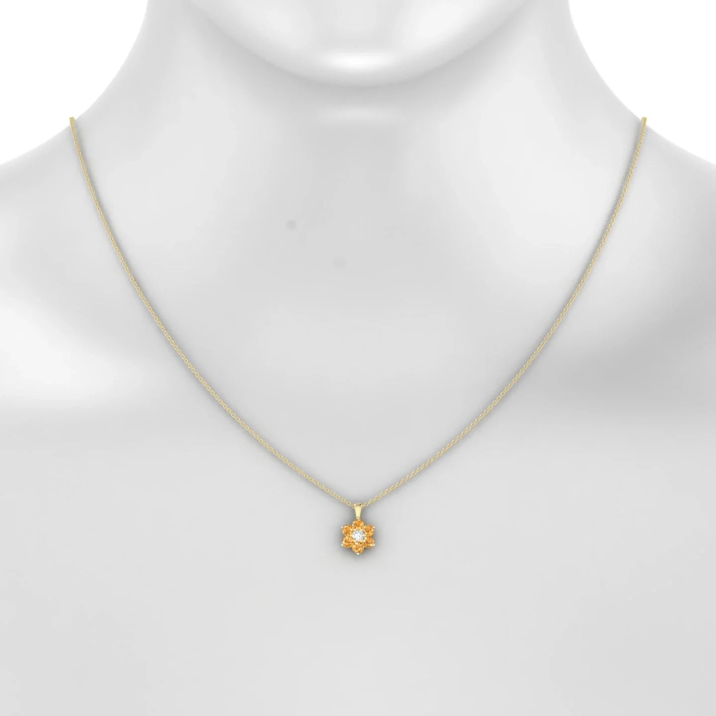 Bloom | 18k Yellow Gold 3 mm Round Citrine Pendant