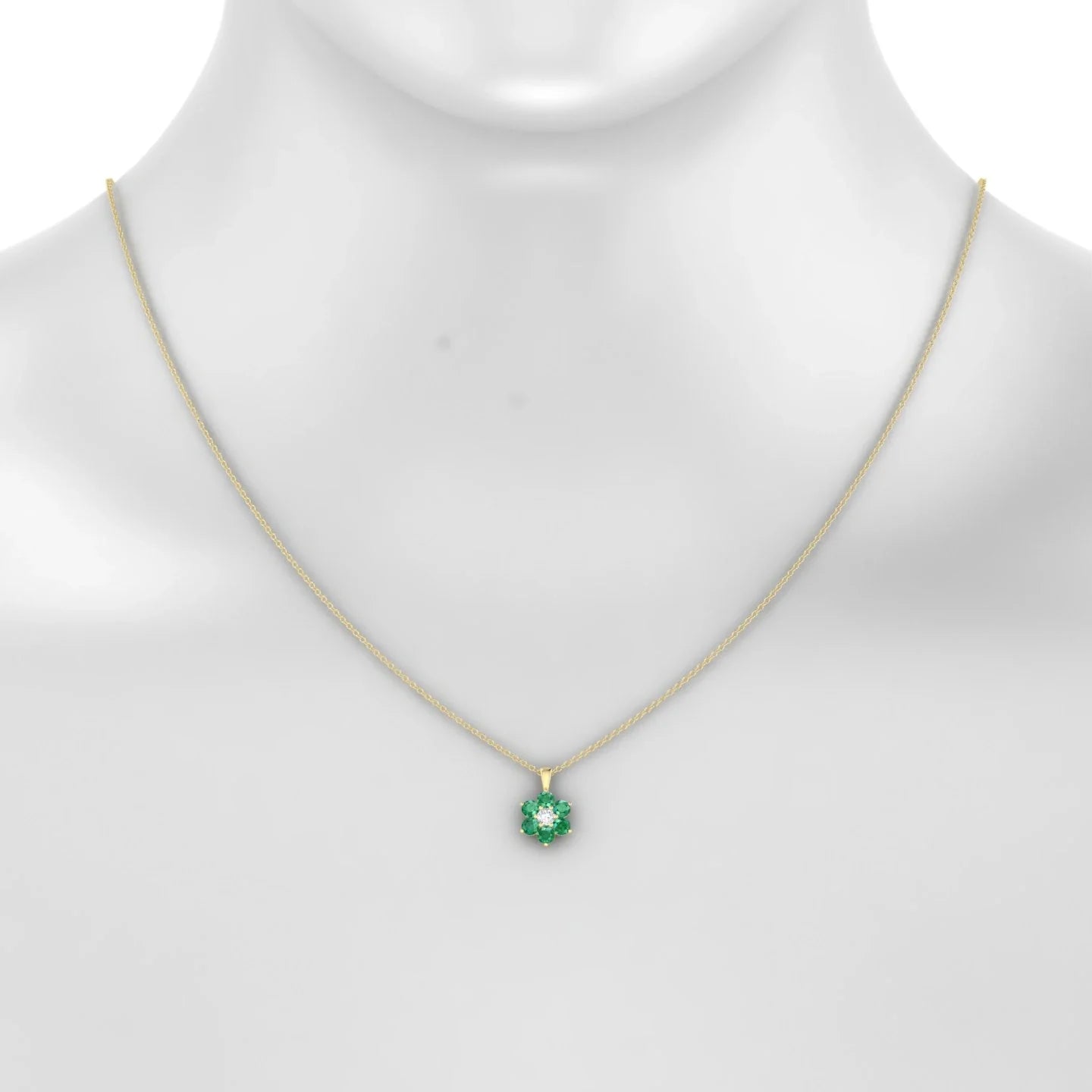 Bloom | 18k Yellow Gold 3 mm Round Emerald Pendant