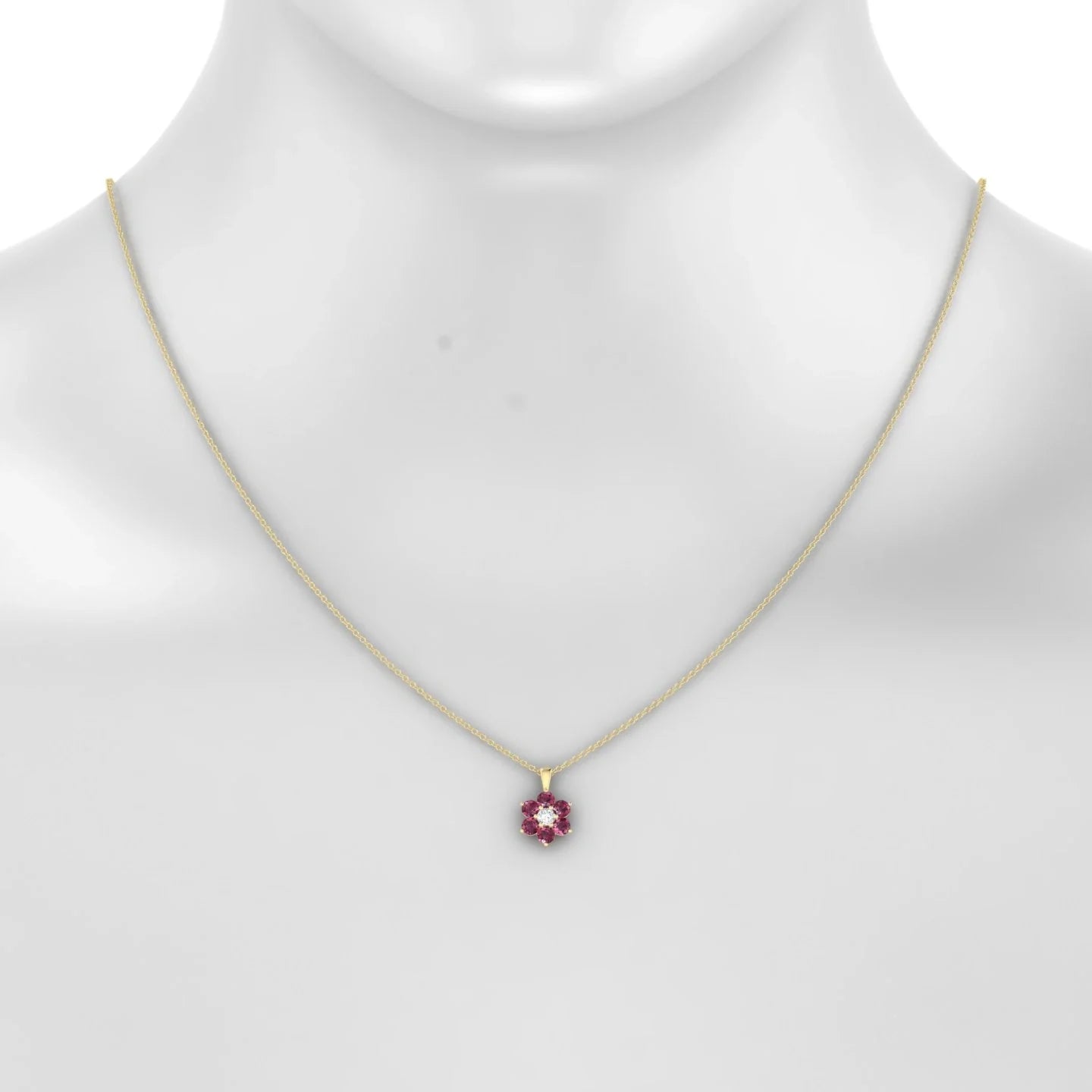Bloom | 18k Yellow Gold 3 mm Round Rhodolite Pendant