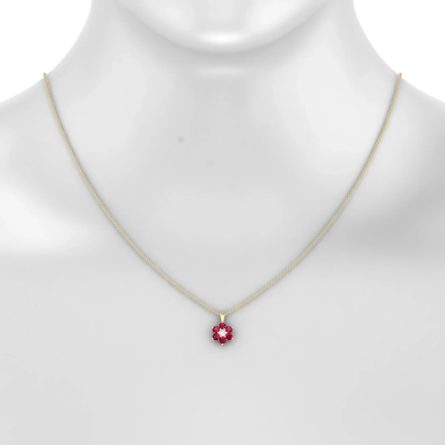 Bloom | 18k Yellow Gold 3 mm Round Ruby Pendant