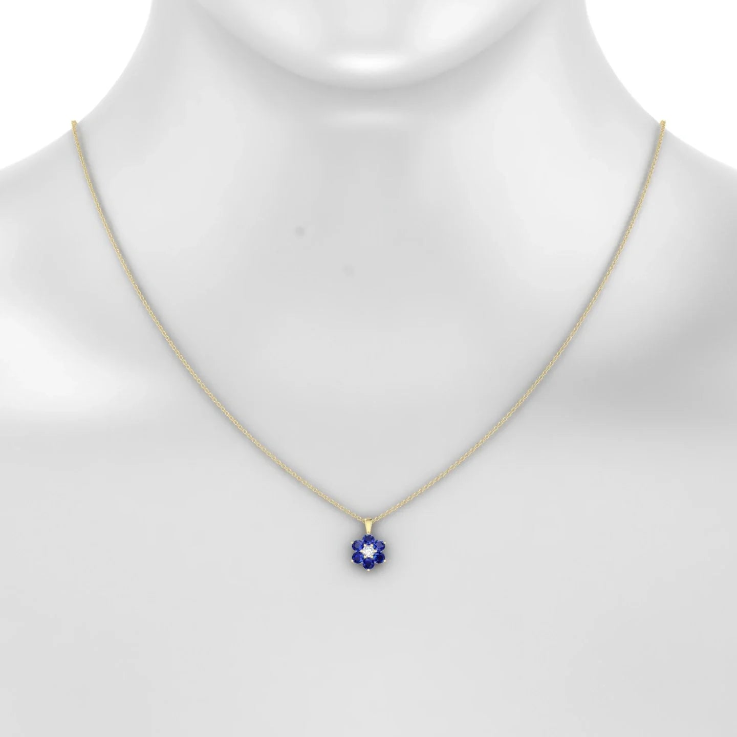 Bloom | 18k Yellow Gold 3 mm Round Sapphire Pendant
