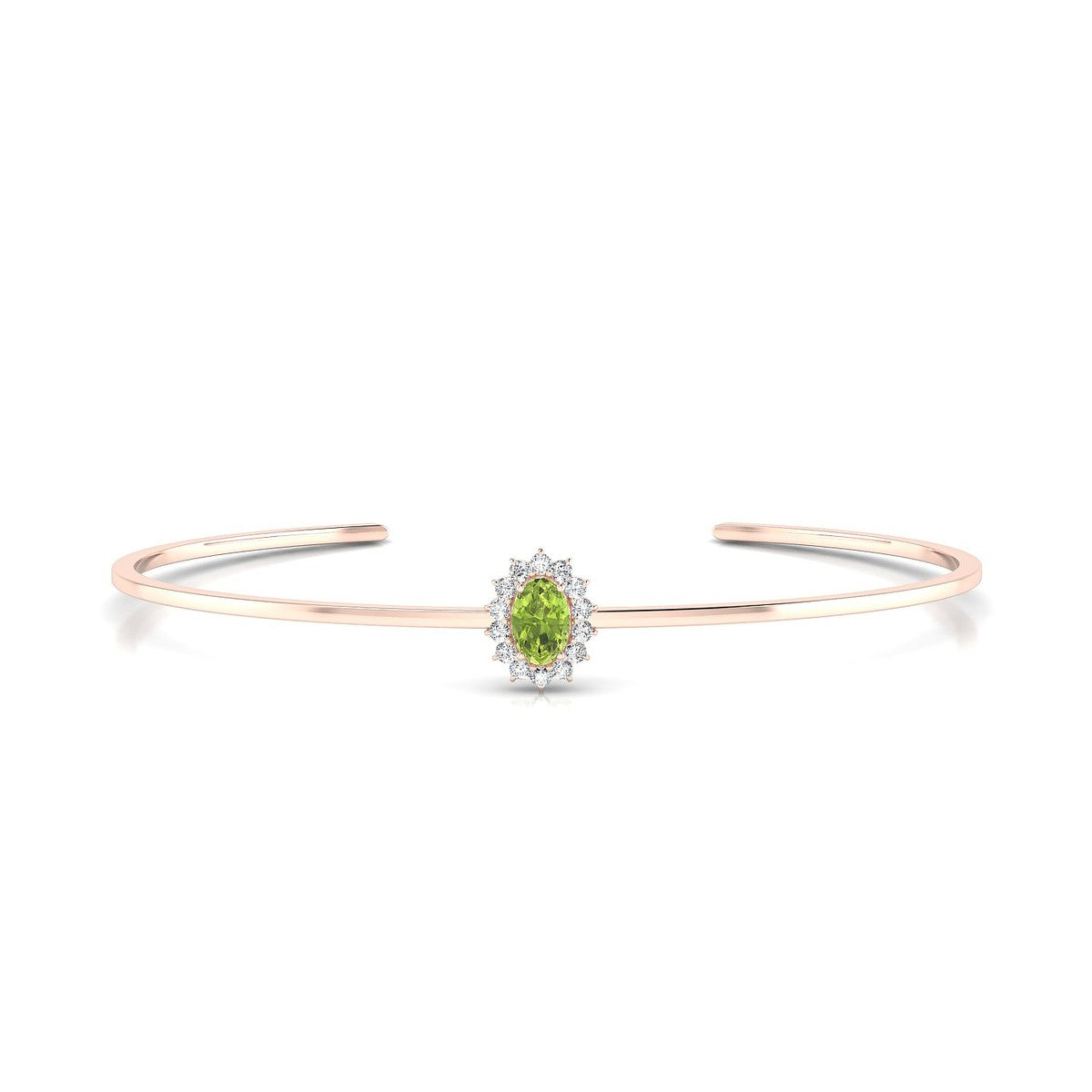 Blossom | 18k Rose Gold 6 x 4 mm Oval Peridot Bangle