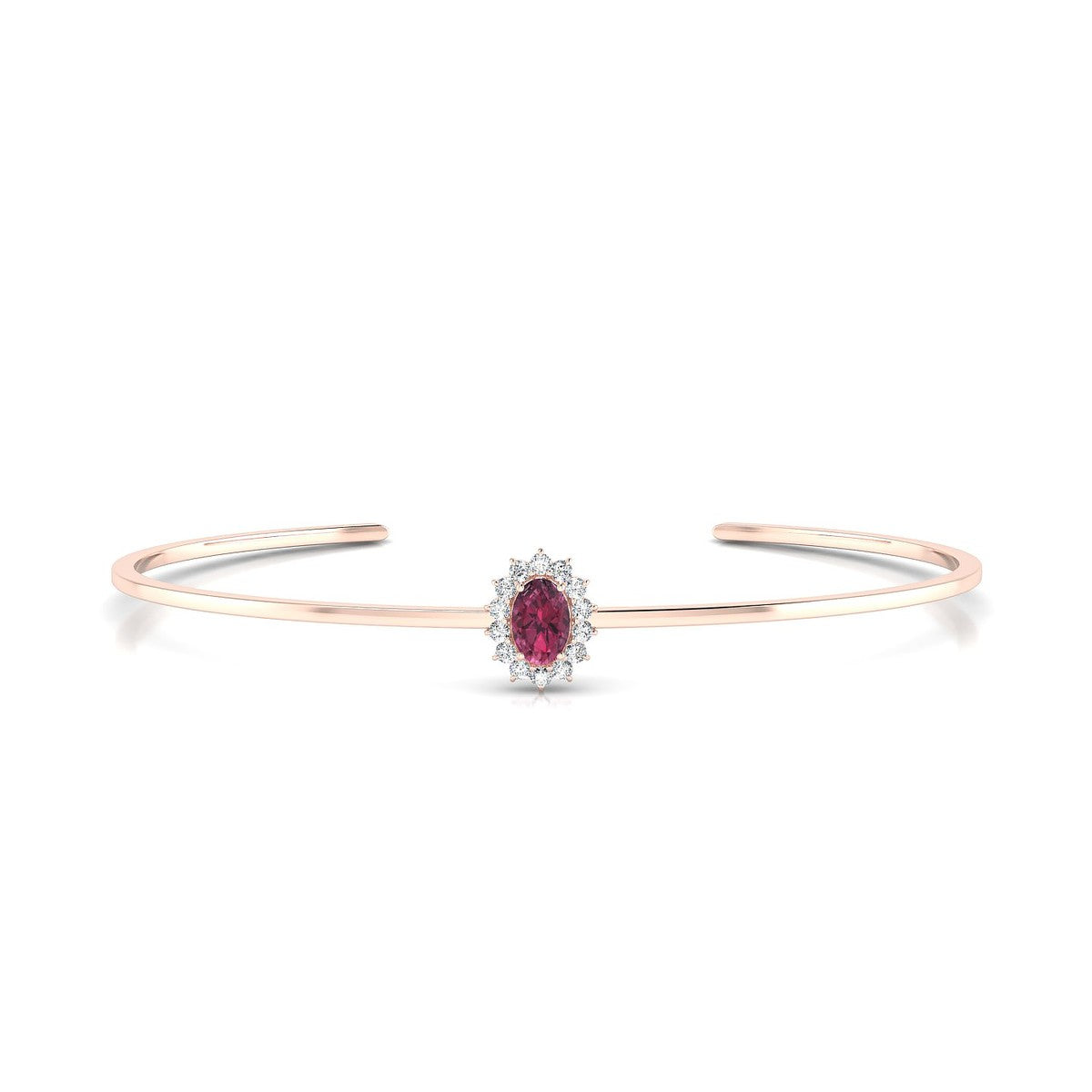 Blossom | 18k Rose Gold 6 x 4 mm Oval Rhodolite Bangle