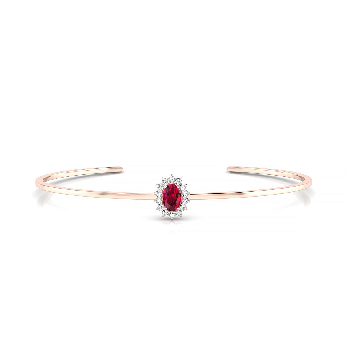 Blossom | 18k Rose Gold 6 x 4 mm Oval Ruby Bangle