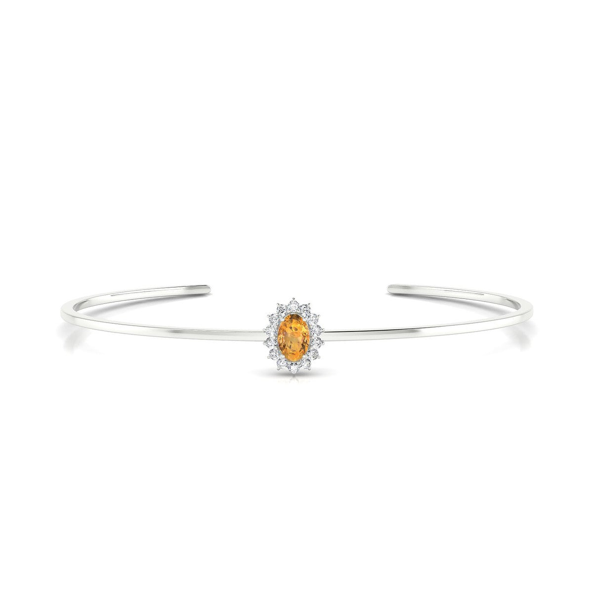 Blossom | 18k White Gold 6 x 4 mm Oval Citrine Bangle