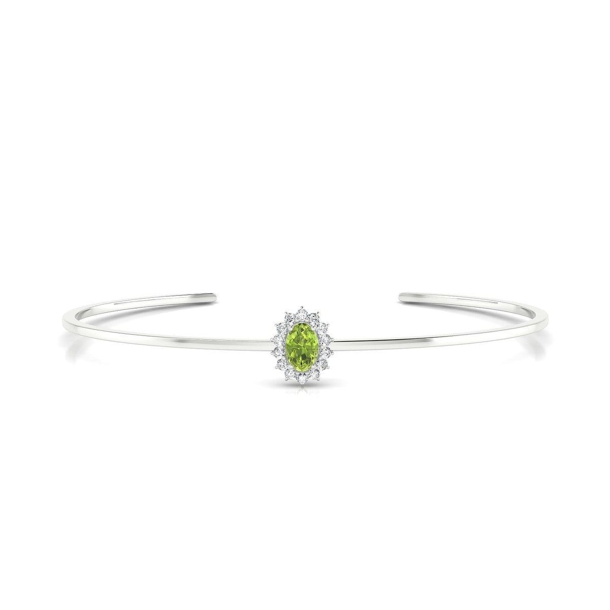Blossom | 18k White Gold 6 x 4 mm Oval Peridot Bangle