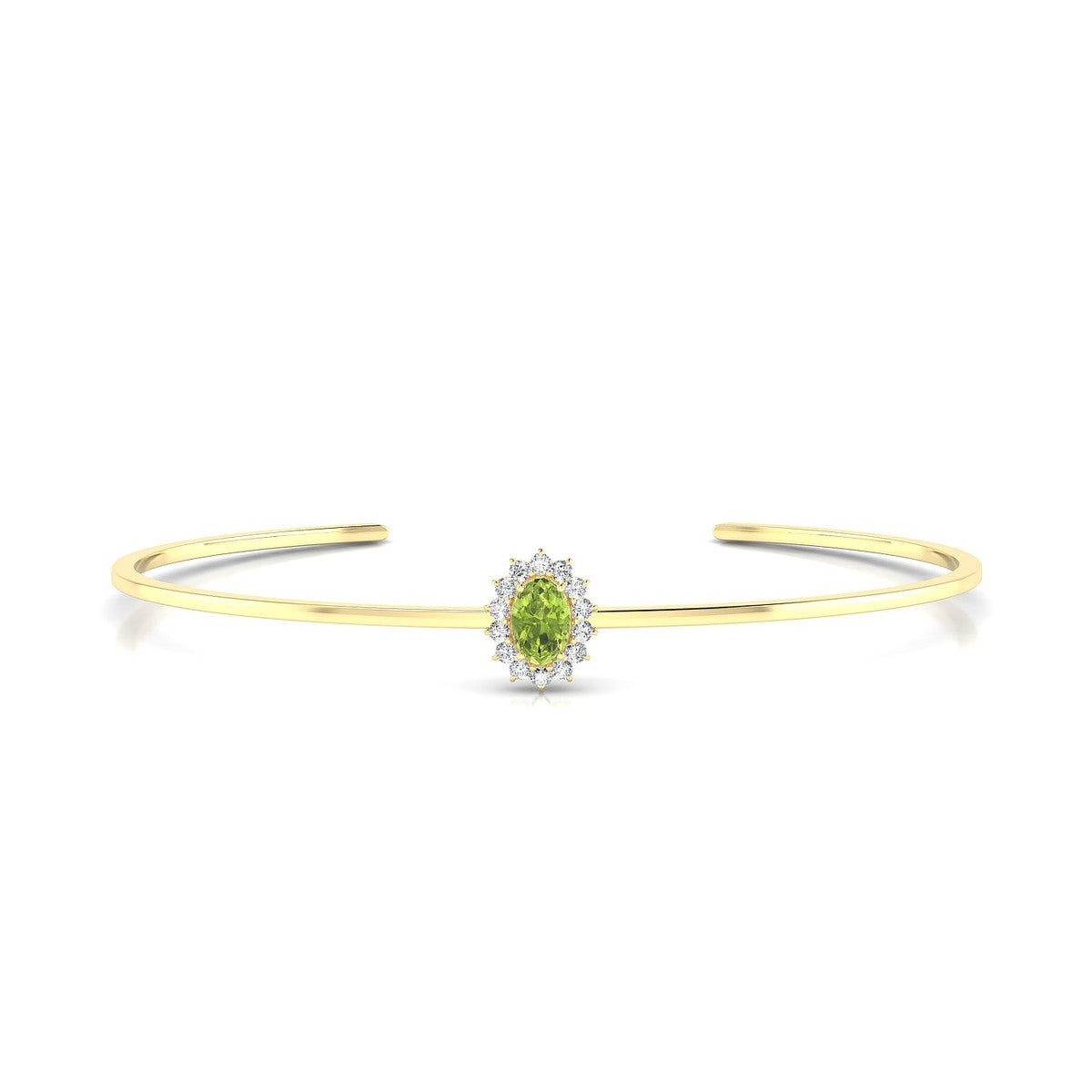 Blossom | 18k Yellow Gold 6 x 4 mm Oval Peridot Bangle