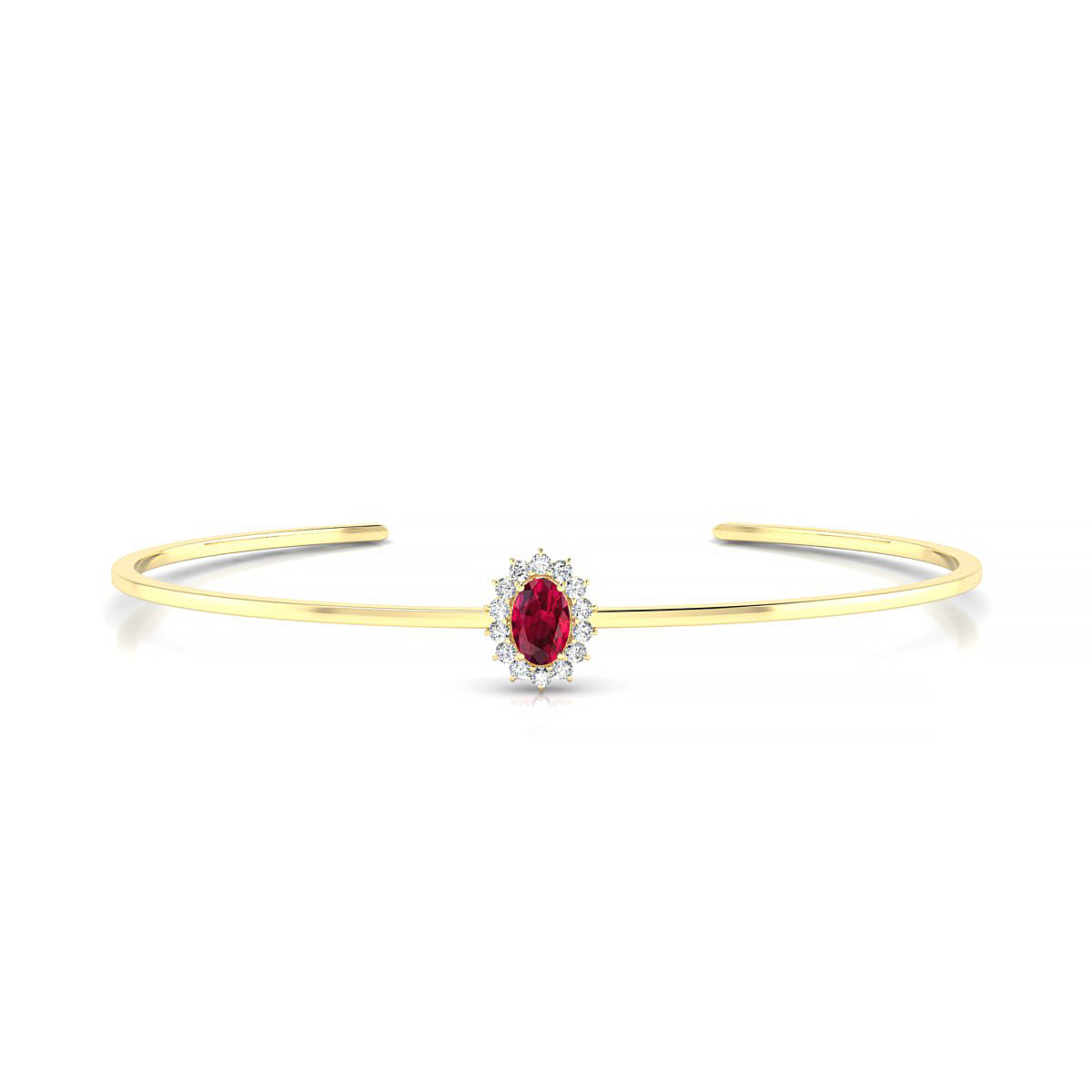 Blossom | 18k Yellow Gold 6 x 4 mm Oval Ruby Bangle