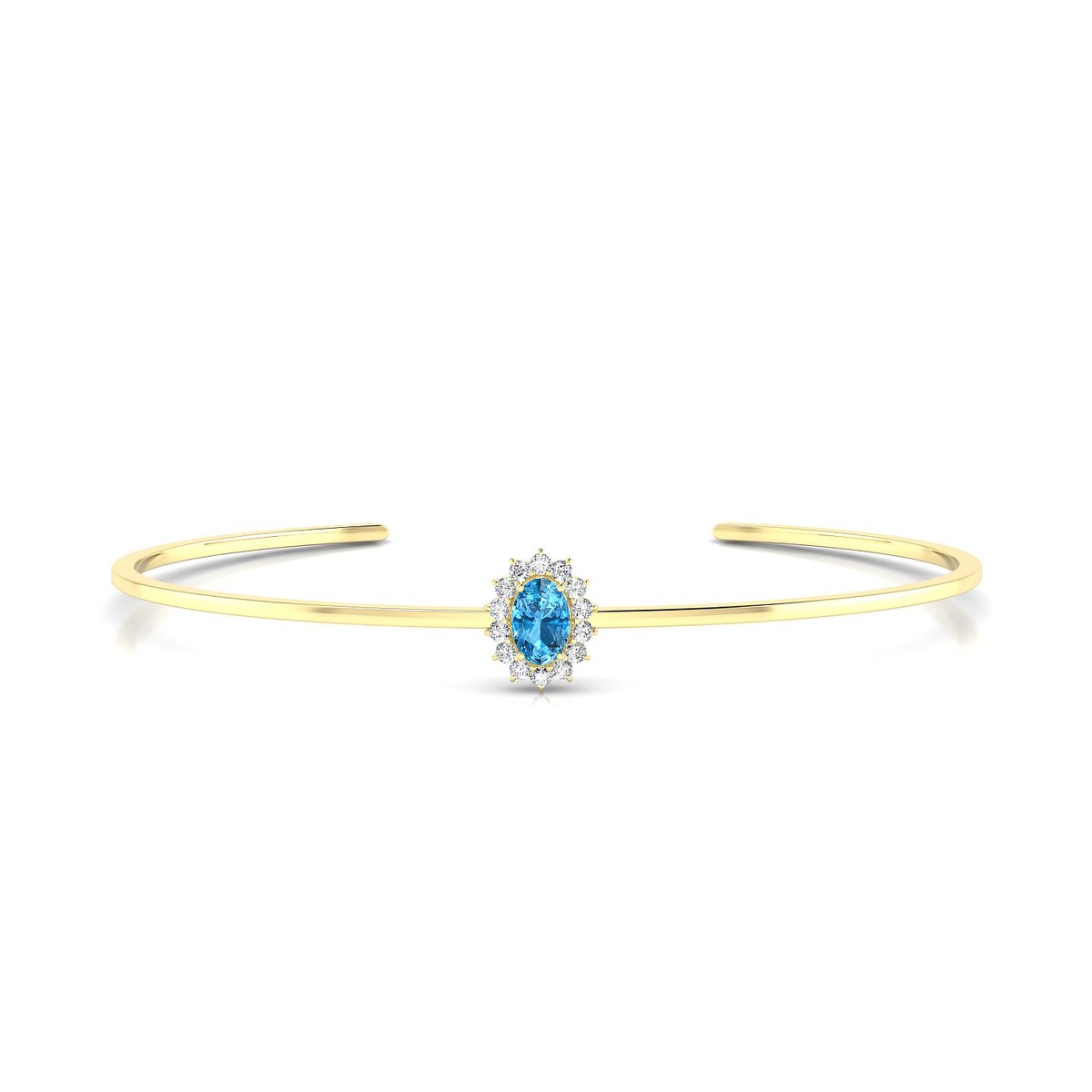 Blossom | 18k Yellow Gold 6 x 4 mm Oval Topaz Bangle