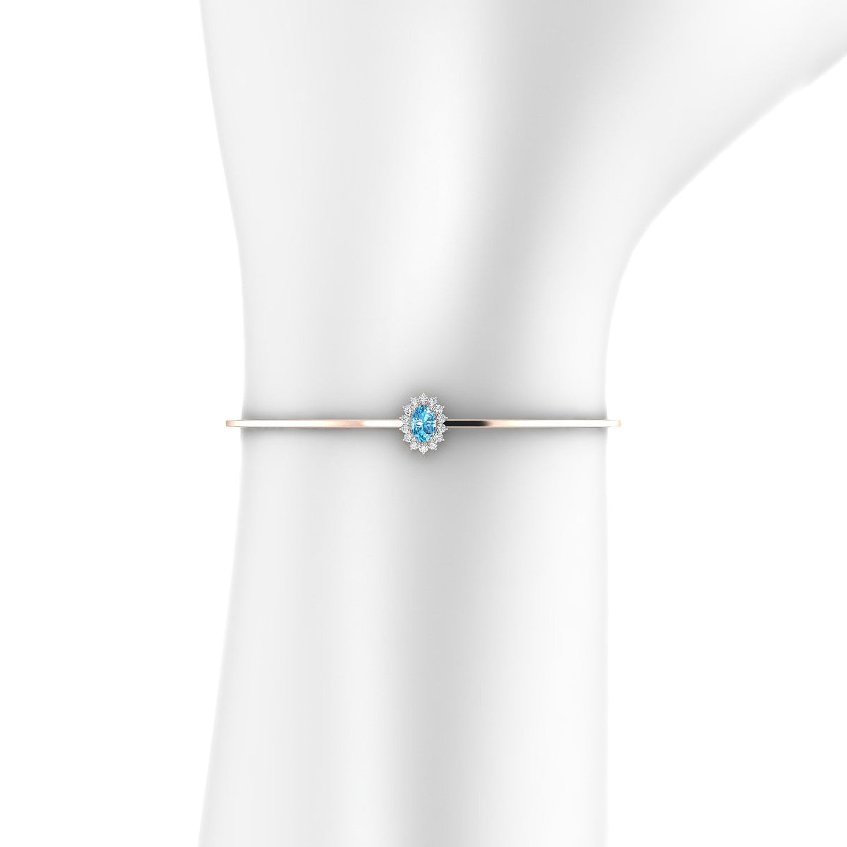 Blossom | 18k Rose Gold 6 x 4 mm Oval Topaz Bangle
