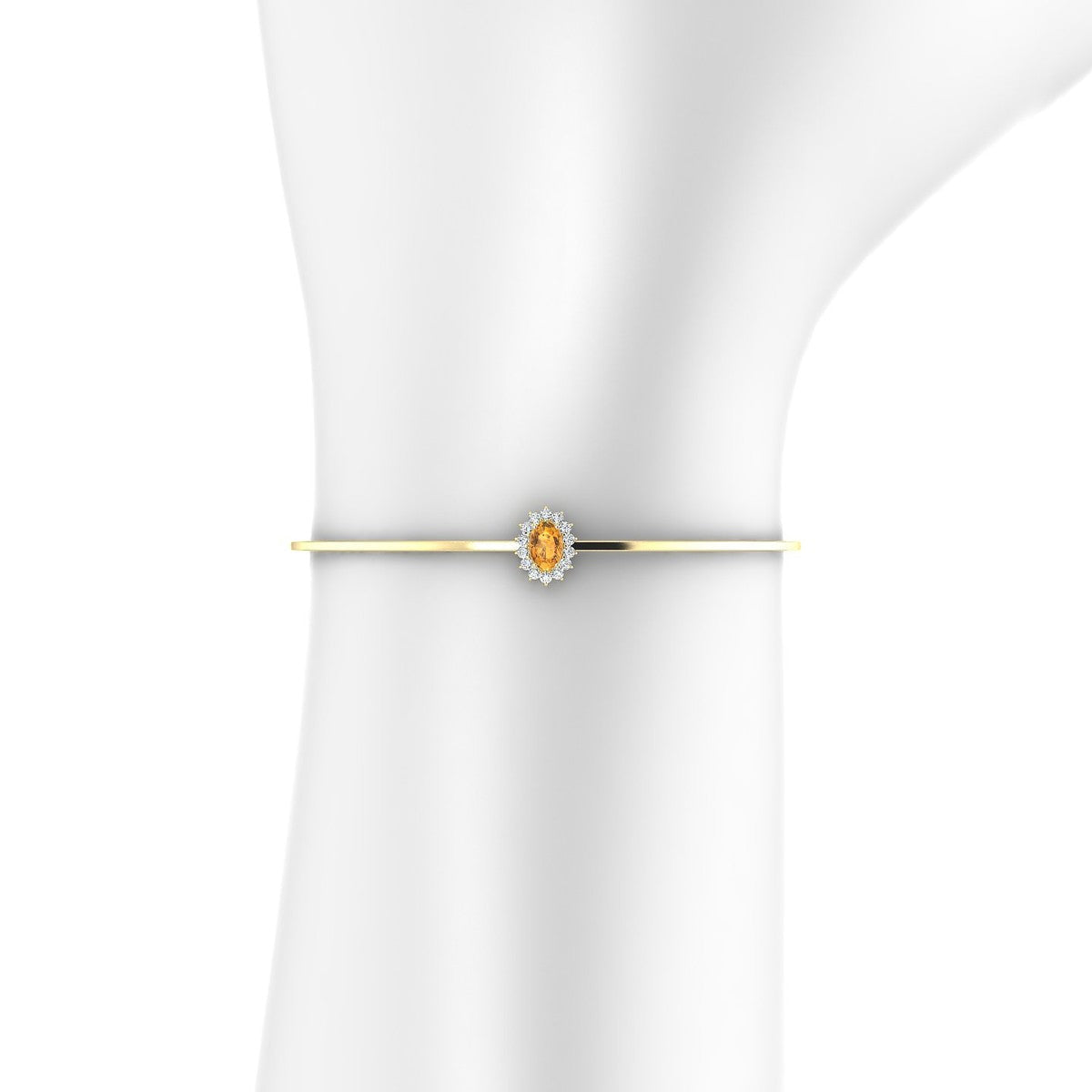Blossom | 18k Yellow Gold 6 x 4 mm Oval Citrine Bangle