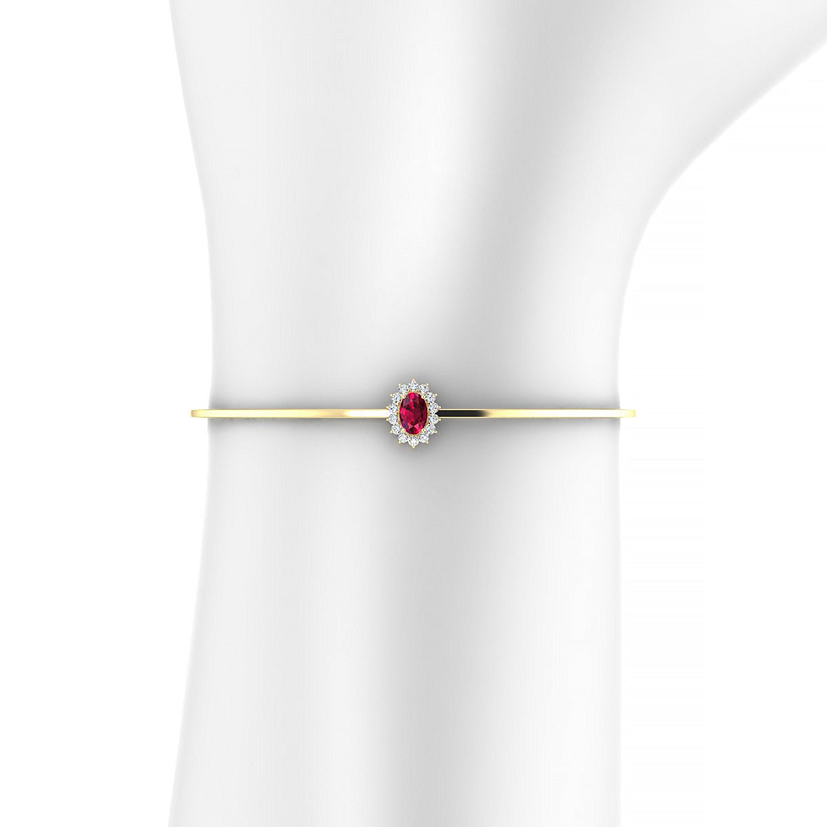 Blossom | 18k Yellow Gold 6 x 4 mm Oval Ruby Bangle