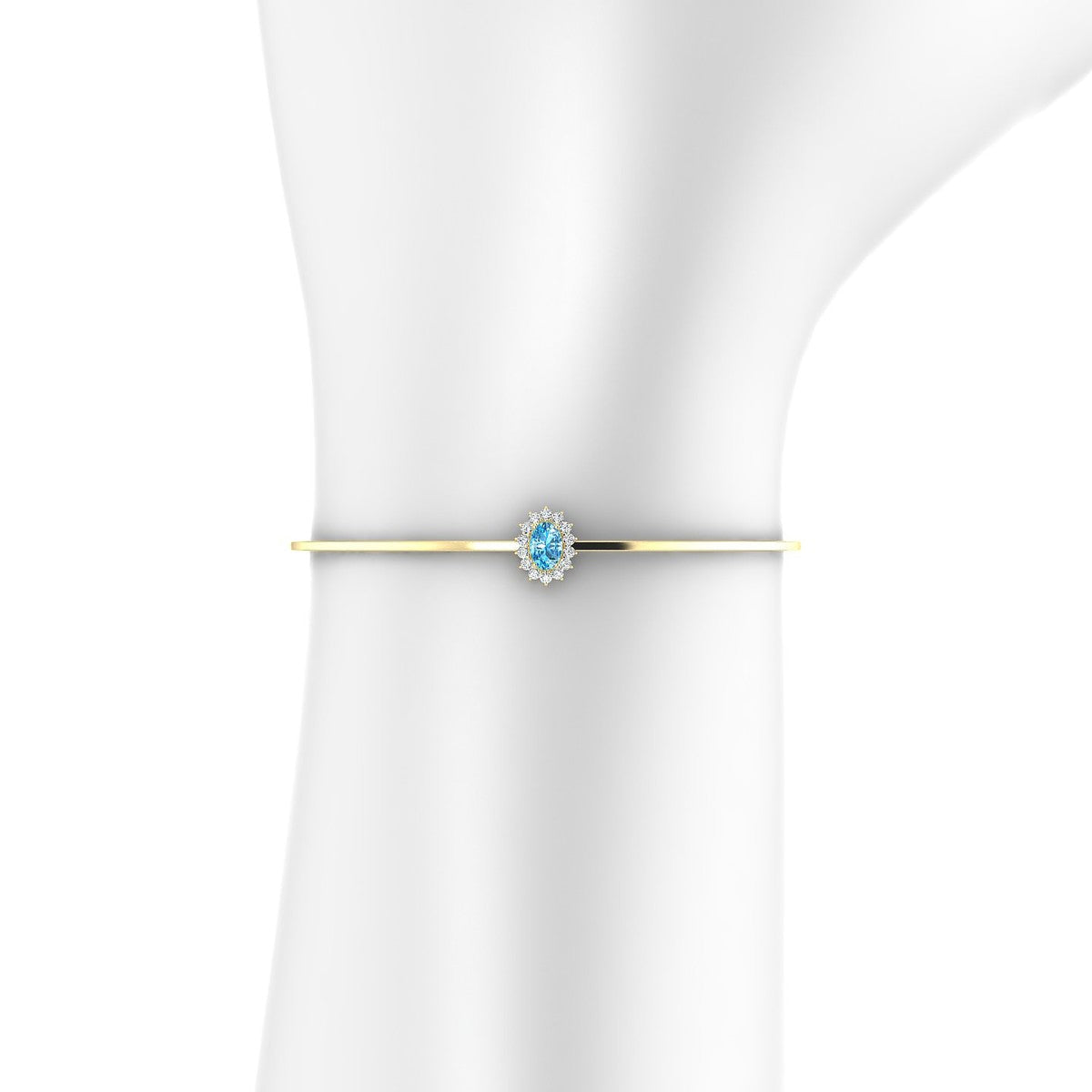 Blossom | 18k Yellow Gold 6 x 4 mm Oval Topaz Bangle