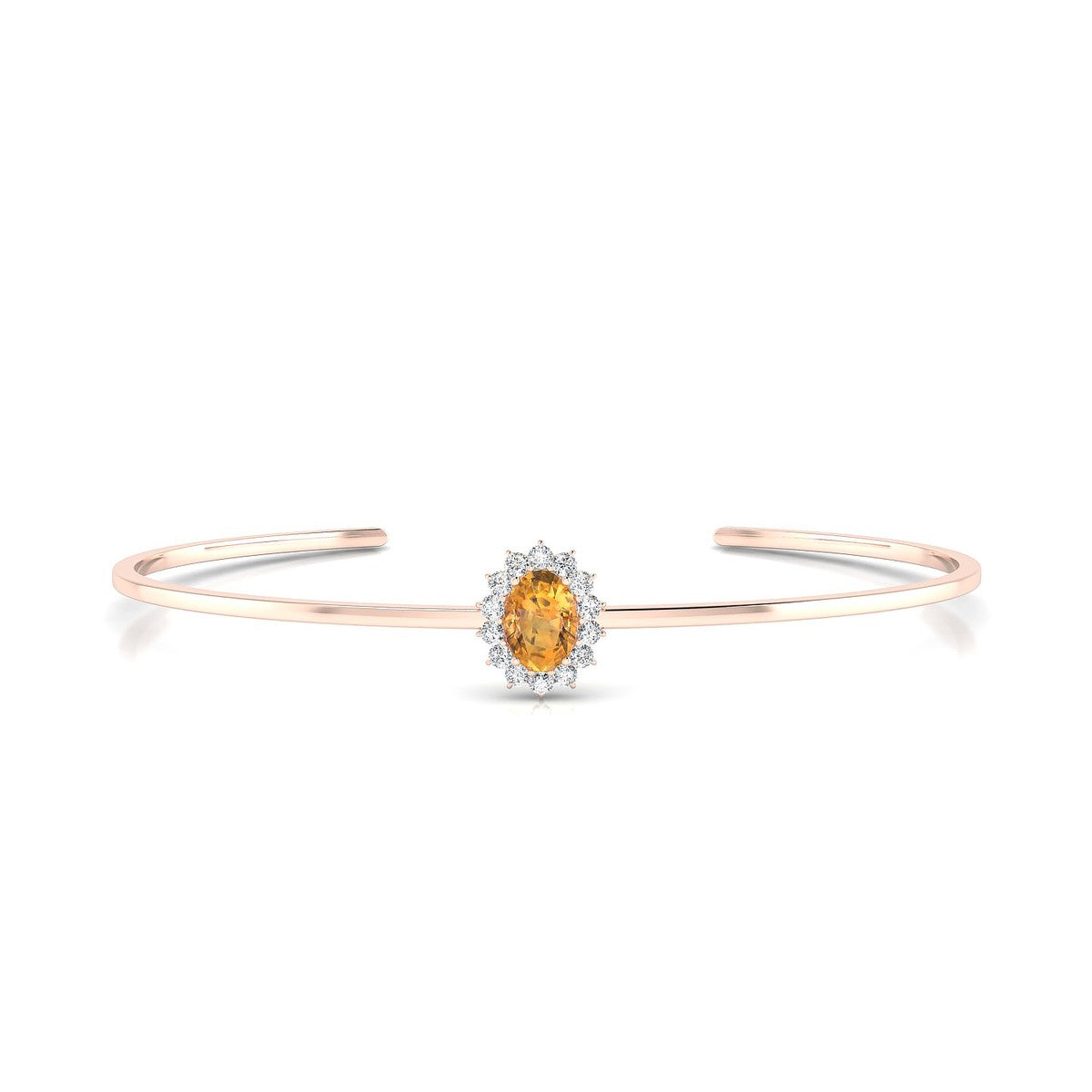 Blossom | 18k Rose Gold 7 x 5 mm Oval Citrine Bangle