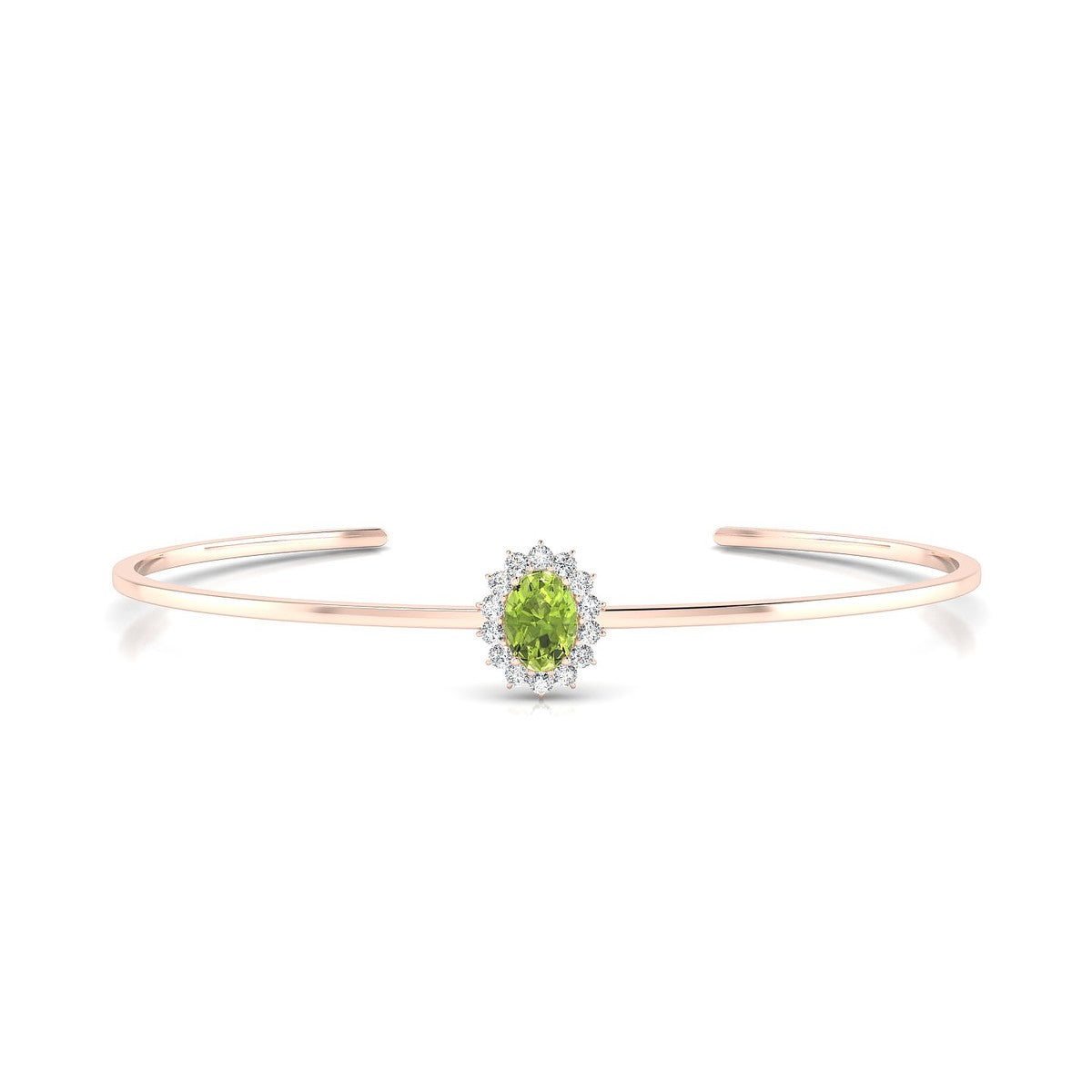 Blossom | 18k Rose Gold 7 x 5 mm Oval Peridot Bangle