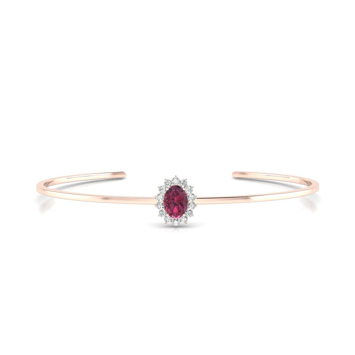 Blossom | 18k Rose Gold 7 x 5 mm Oval Rhodolite Bangle