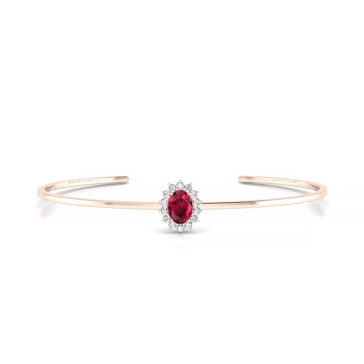 Blossom | 18k Rose Gold 7 x 5 mm Oval Ruby Bangle