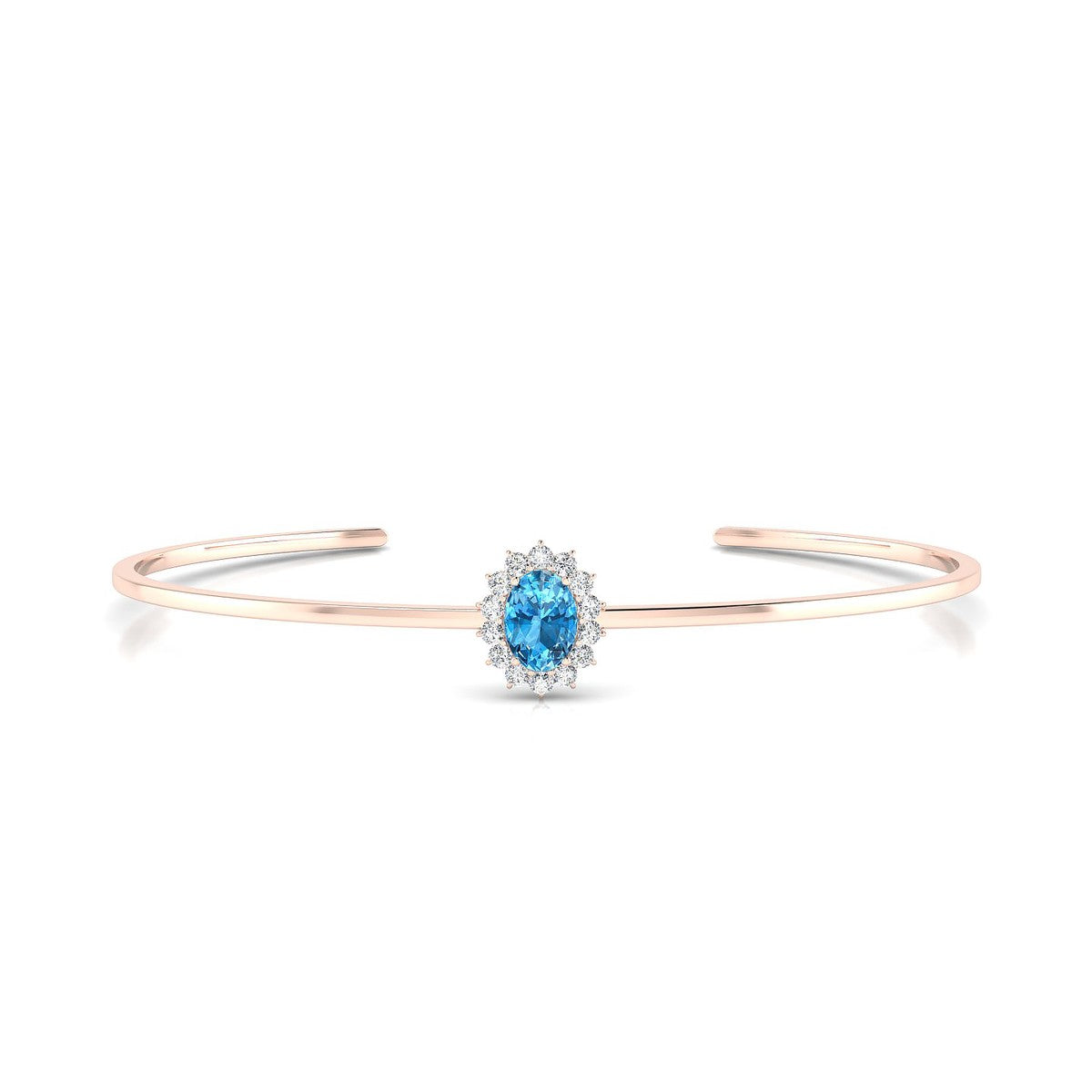 Blossom | 18k Rose Gold 7 x 5 mm Oval Topaz Bangle